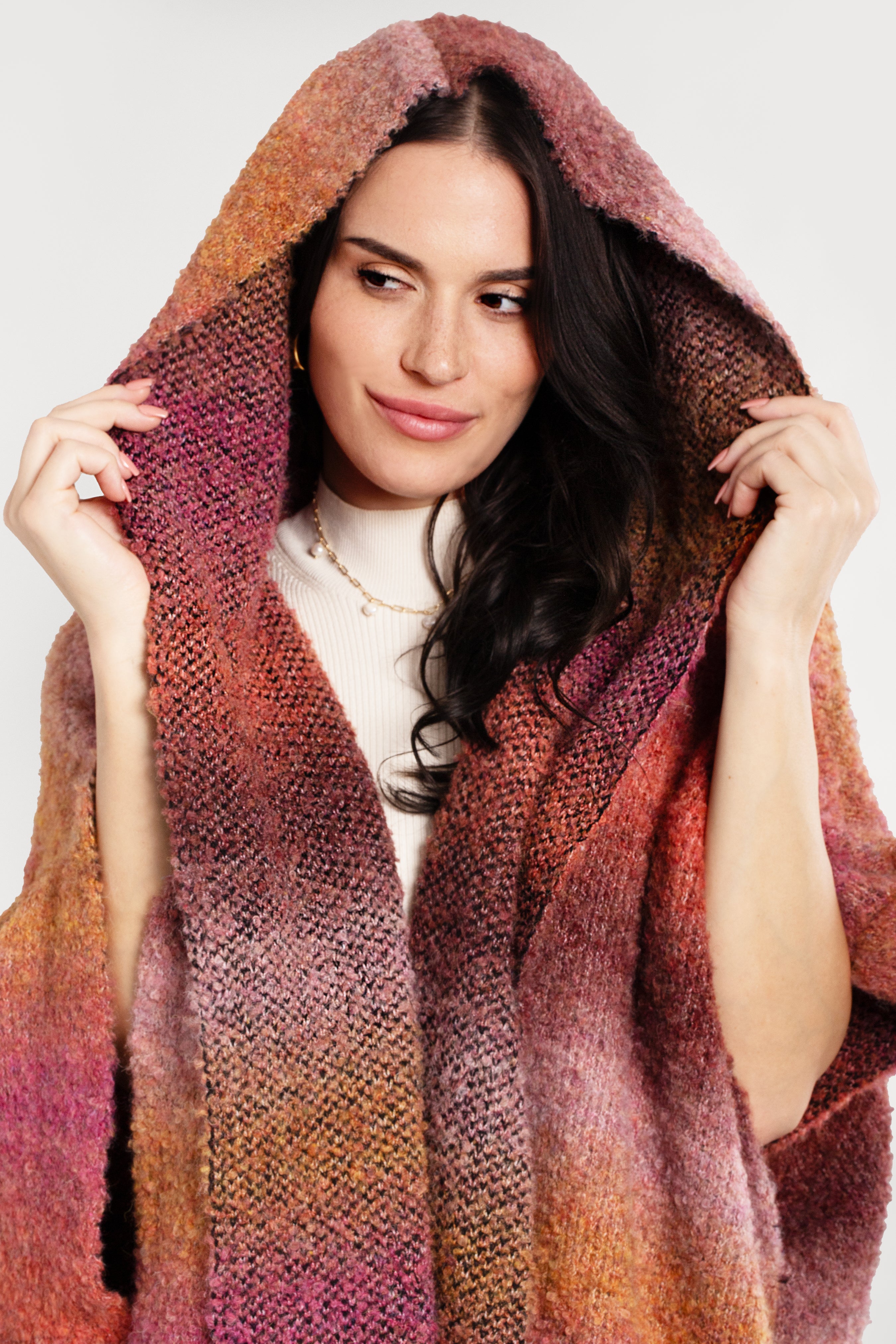 Stylish Hooded Kimono with Multicolor Gradient - Perfect for Loungewear, Yoga, and Beach Cover-Up