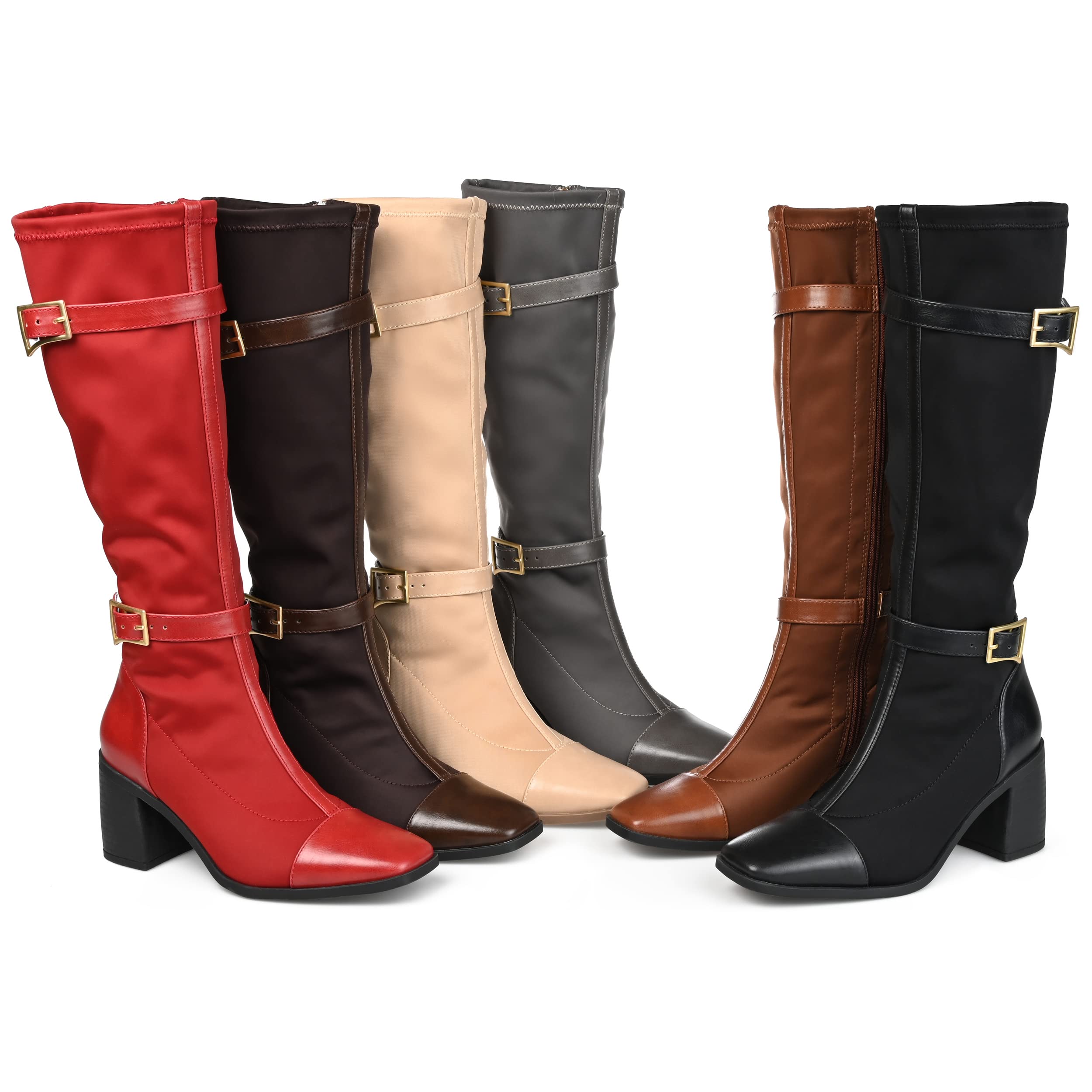 Journee Collection Women's Gaibree Faux Leather Knee High Boots - Stylish & Comfortable Tall Boots for Fall & Winter Fashion, Office Wear & Night Out