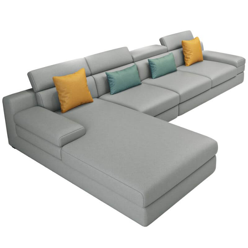 L-Shaped Sectional Sofa with Left-Facing Chaise - Standard Foam Cushions, Adjustable Headrest & Hidden Support - Perfect for Living Room, Home Theater or Family Room