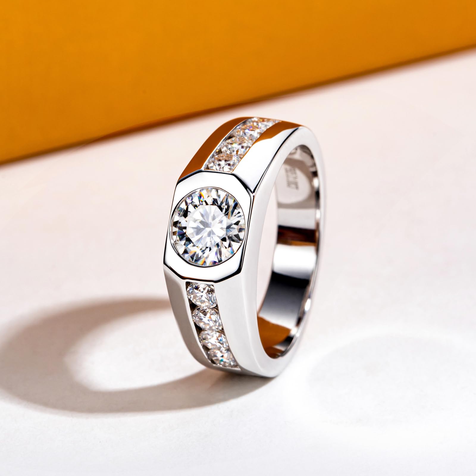1.64ct D Color VVS1 Clarity Moissanite Wedding Ring for Men - 925 Sterling Silver Engagement Promise Band with Certificate - Perfect for Anniversary, Proposal & Special Occasions