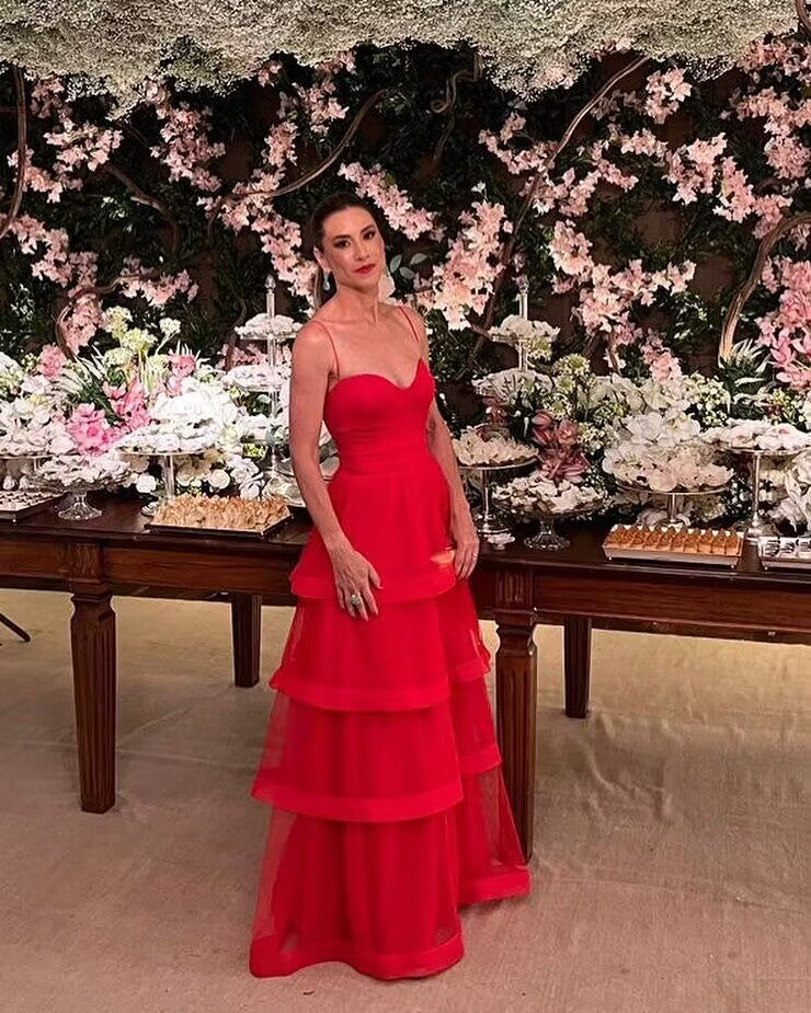Elegant A-Line Red Layered Long Prom Dress for Women - Formal Evening Gown J2914 | Perfect for Homecoming, Prom Night, Wedding Guest & Special Occasions