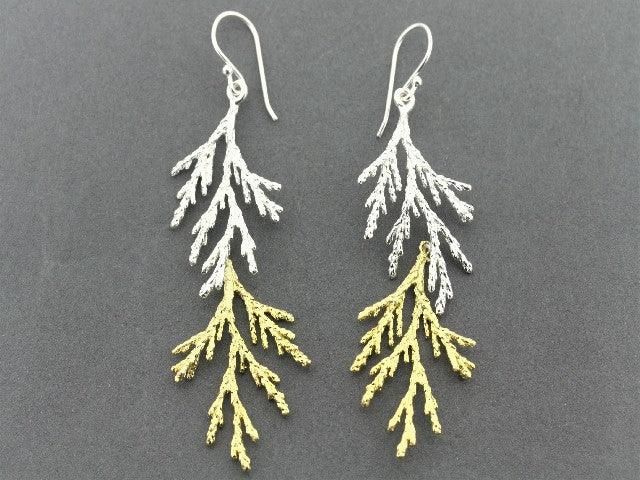 22Kt Gold on Silver Lawson Cypress Earrings - Elegant Nature-Inspired Jewelry for Women | Perfect for Parties, Weddings & Everyday Wear