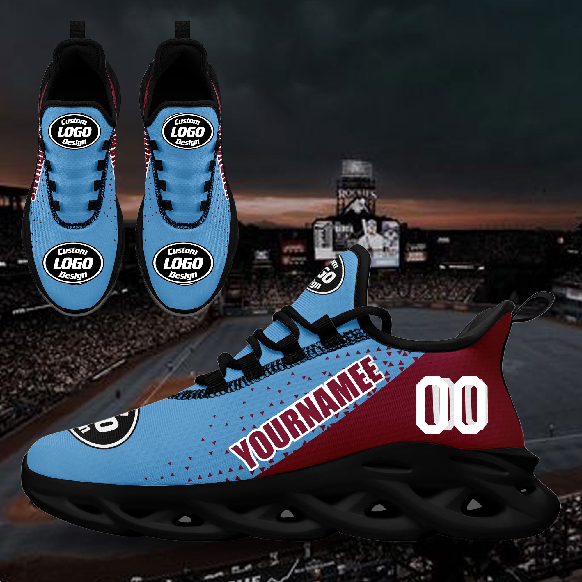 Custom Blue and Red MaxSoul Jersey, Shoes & Hat Combo - Personalized Sports Outfit for Basketball, Football Fans | Perfect for Game Day, Team Events & Fan Gear