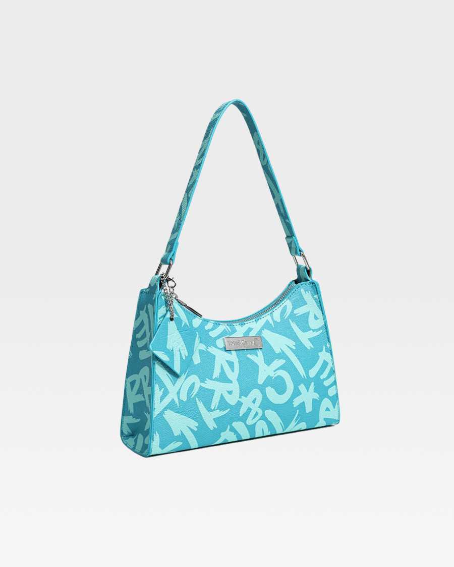 Blue Graffiti Shoulder Bag - Trendy Crossbody Purse for Women & Men - Perfect for Streetwear, Travel & Everyday Use