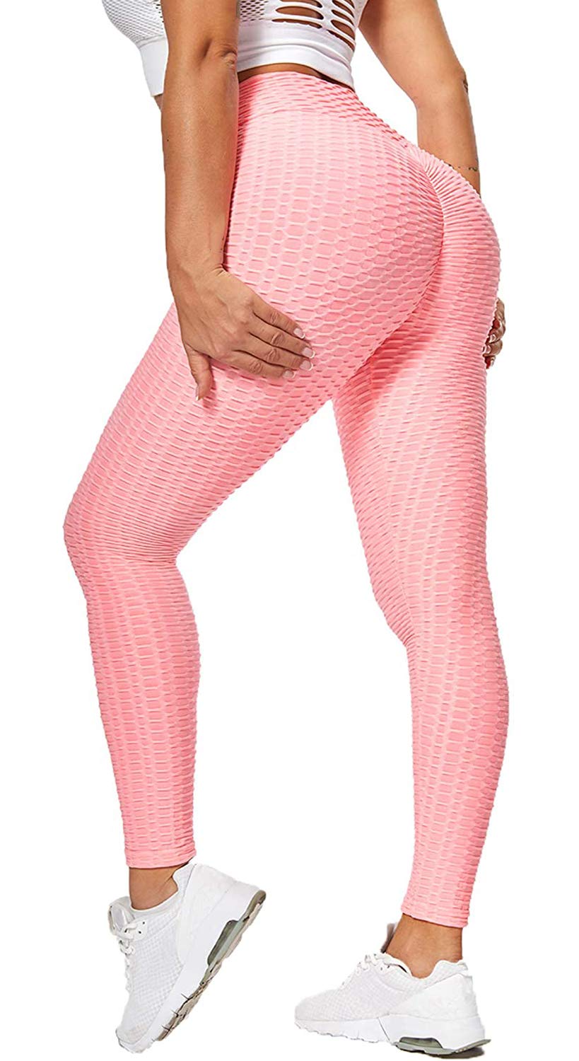 Women's High Waist Booty Lifting Yoga Pants - Tummy Control Workout Leggings for Running & Gym | Textured Ruched Butt Design for Comfort & Style