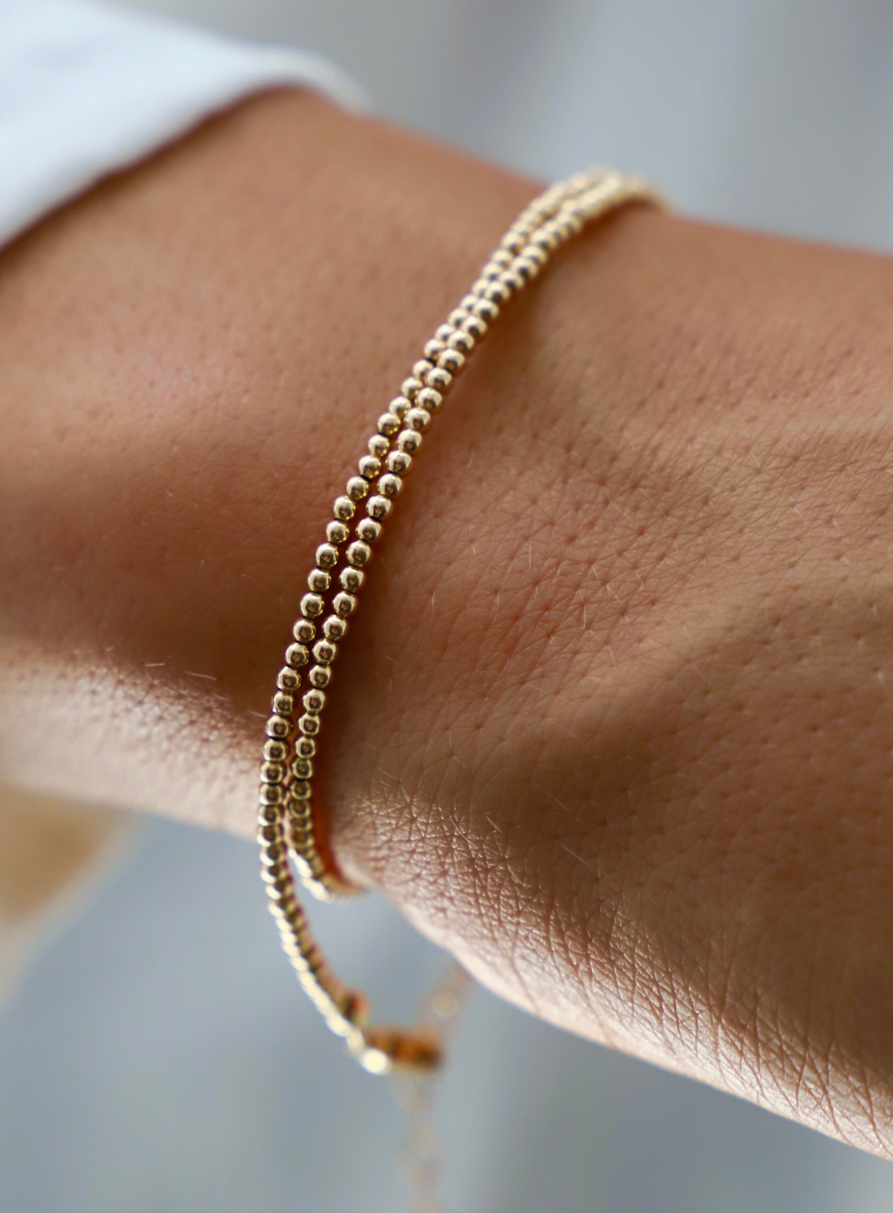 14K Gold Filled Double Wrap Bracelet for Women - Elegant Stackable Bangle for Everyday Wear & Layering Jewelry