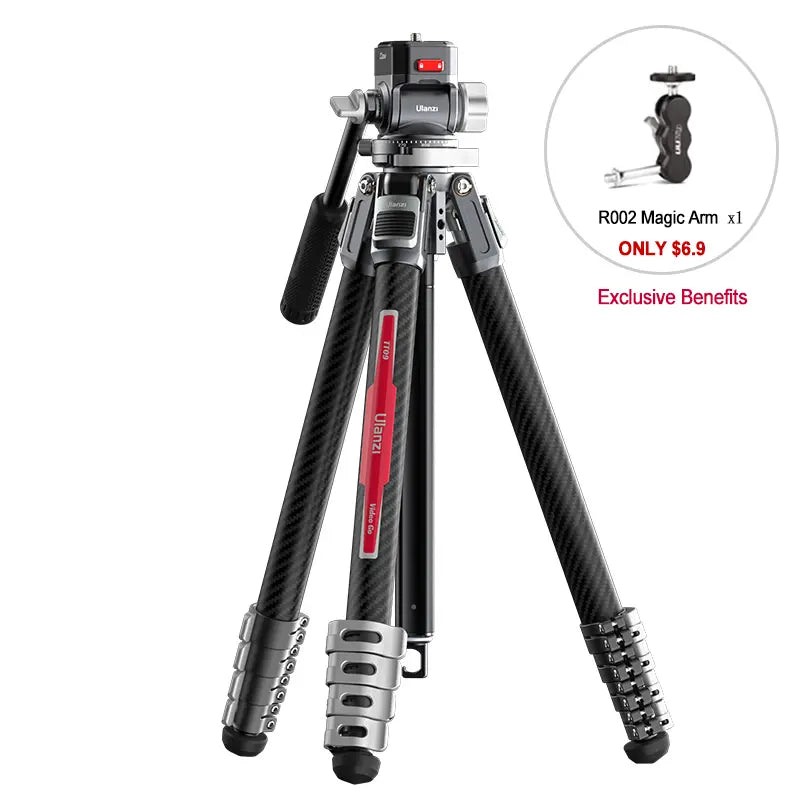 Ulanzi TT09 Carbon Fiber Travel Tripod for Video & Photography - Lightweight & Portable for Vloggers, YouTubers & Outdoor Adventures