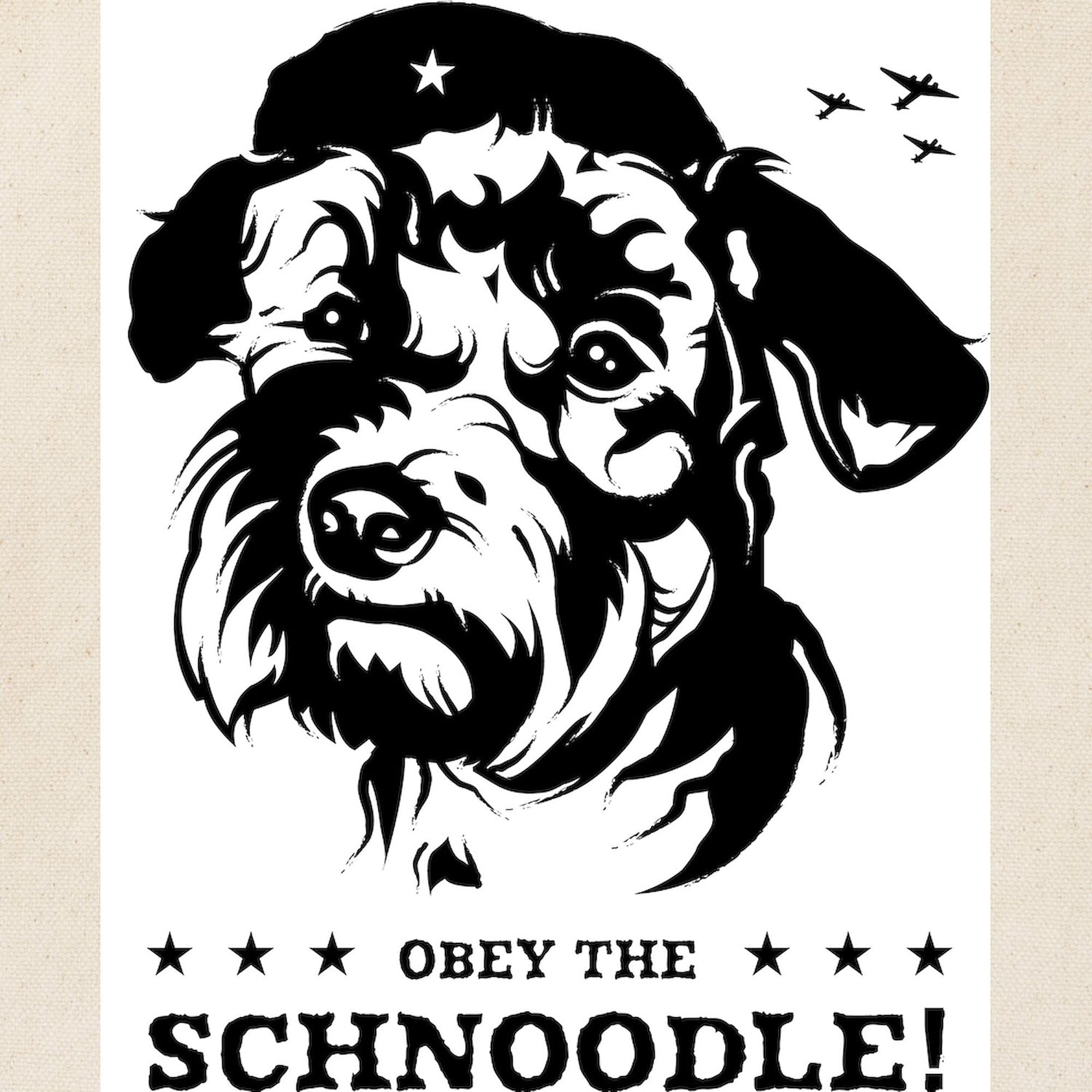 Obey The Schnoodle! Propaganda Tote Bag - Natural Canvas Reusable Shopping Bag for Groceries, Beach & Daily Use