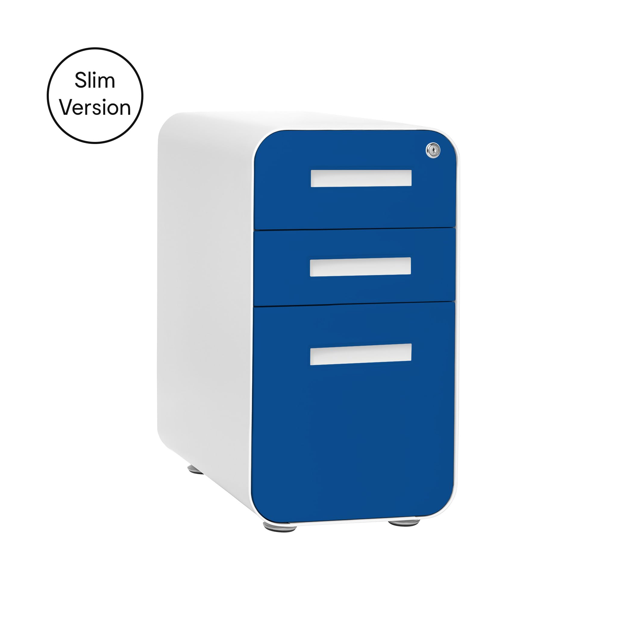 Laura Davidson 3-Drawer Mobile File Cabinet with Lock - Under Desk Metal Filing Cabinet for Legal/Letter Folders, Wheels & Stationary Feet, Pre-Assembled, Blue - Perfect for Home Office & Workspace Organization