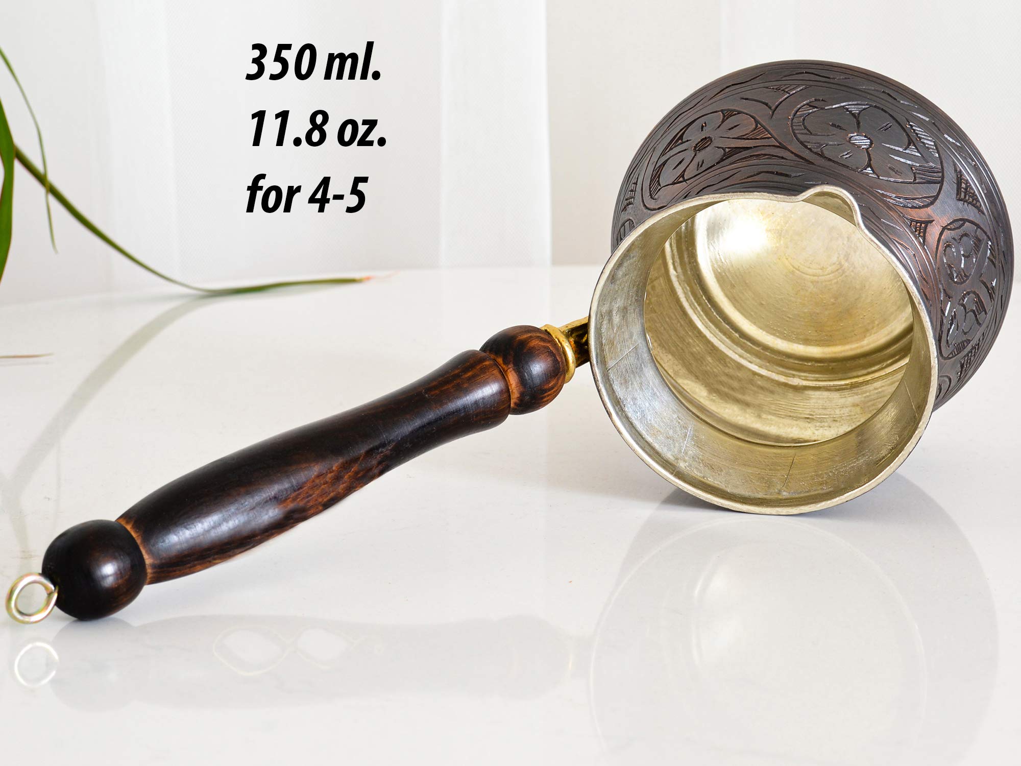 Handcrafted Turkish Copper Coffee Pot with Wooden Handle - Stovetop Coffee Maker for Turkish, Greek & Arabic Coffee - Premium Antique Copper Design Serves 5-6 People - Perfect for Home Brewing, Gifts & Traditional Coffee Ceremonies