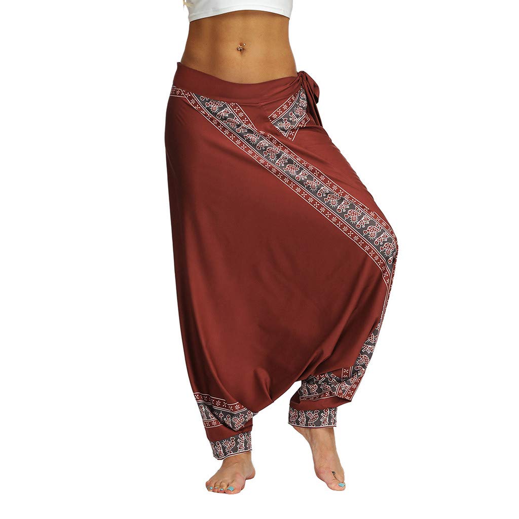 Women's Casual Loose Yoga Pants - Boho Aladdin Jumpsuit Trousers for Lounge, Workout & Travel | Comfortable Baggy Harem Pants for Yoga, Beach & Everyday Wear