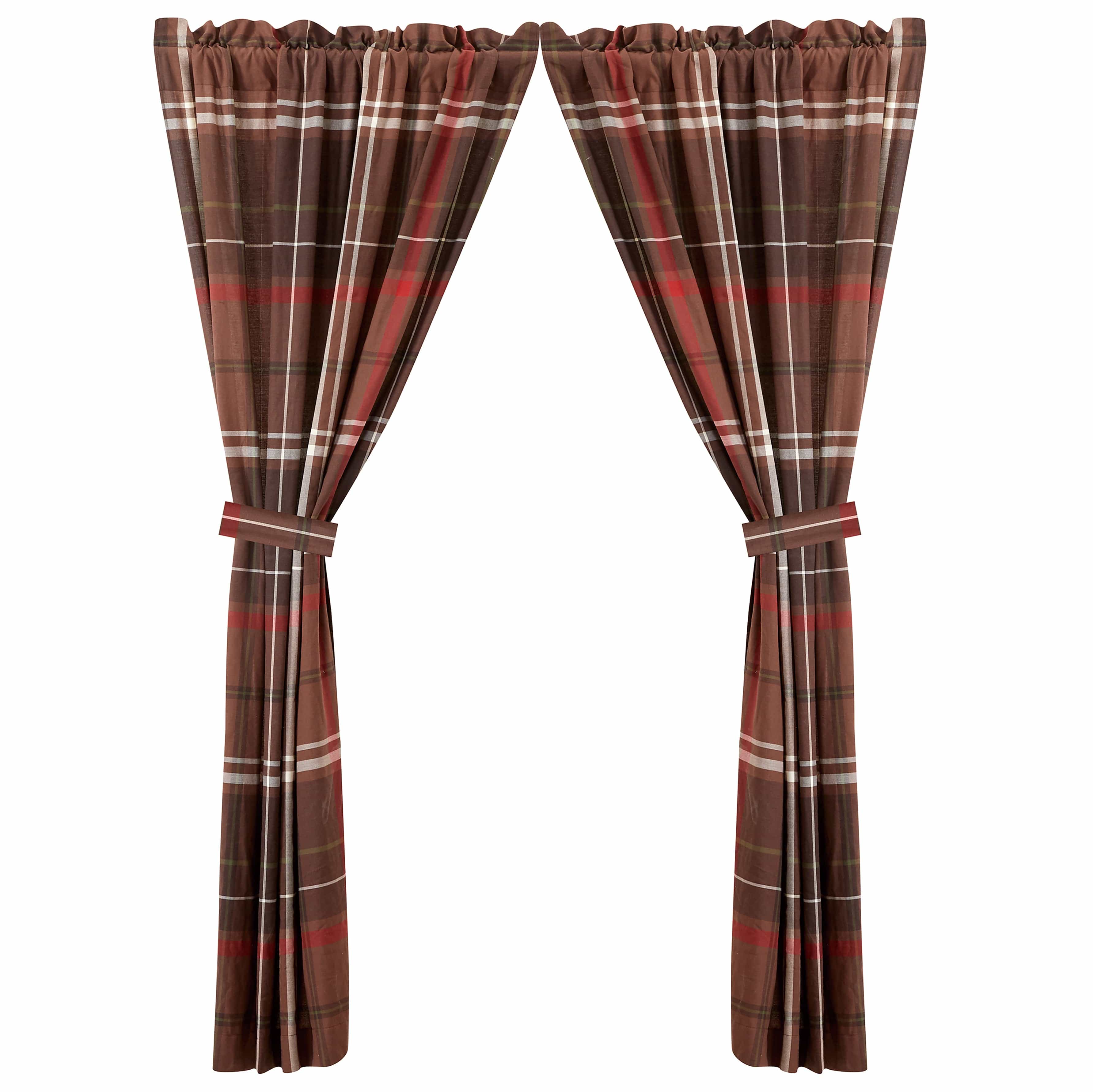 Jackson Plaid Curtains (Set of 2 Panels) - Black & Red Buffalo Check Window Drapes for Living Room, Bedroom & Farmhouse Decor