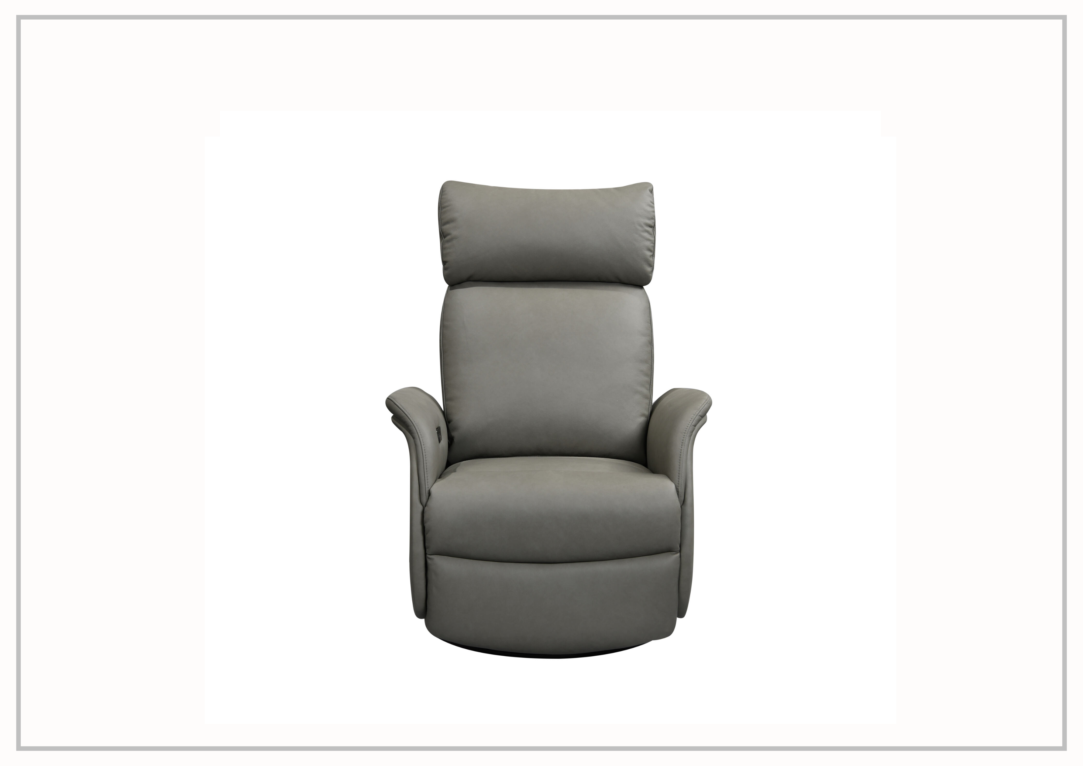 Gio Italia Tessa Genuine Leather Recliner Chair with 360° Swivel Base - Gray Living Room Recliner for Home Theater, Gaming & Relaxation