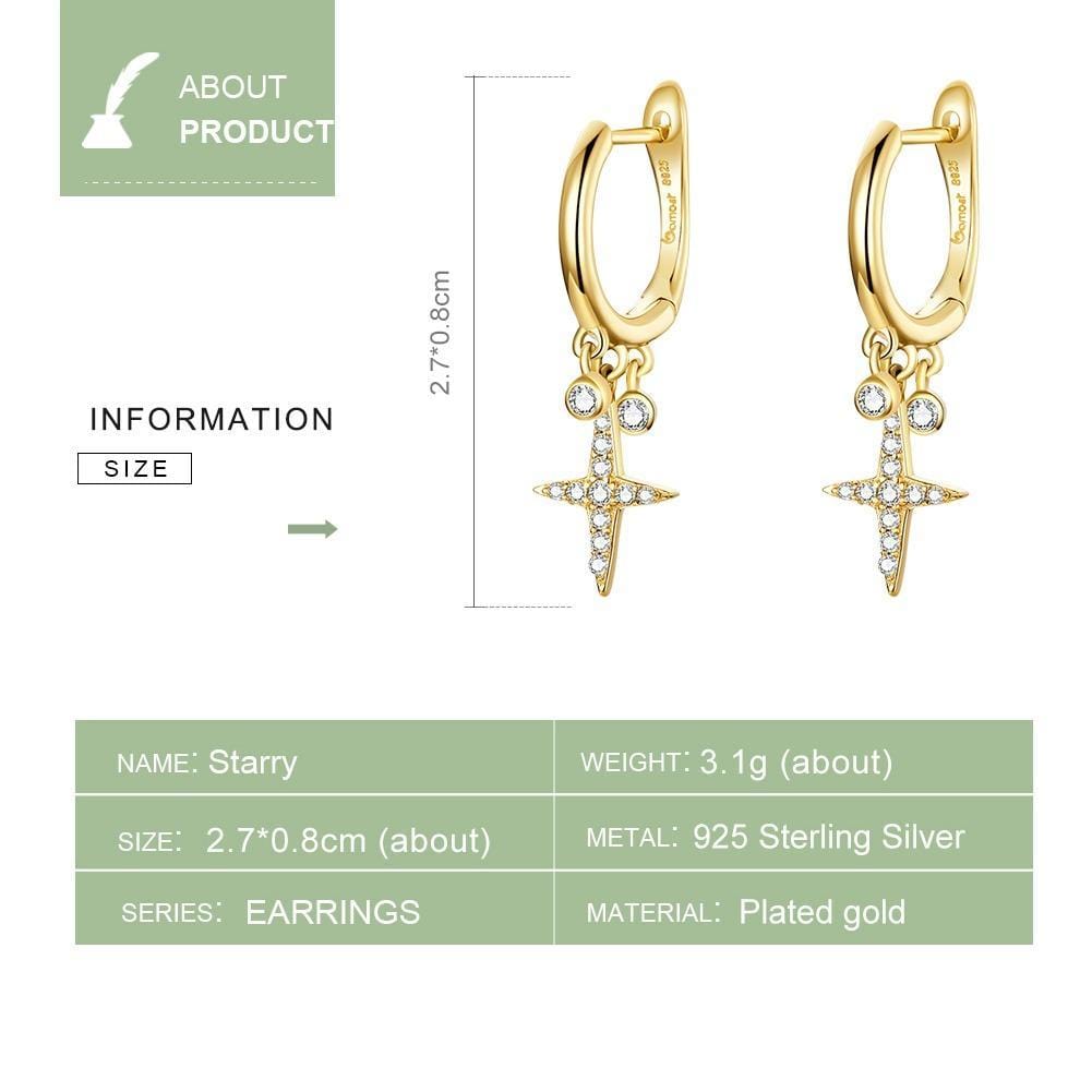 14K Gold Star Hoop Earrings for Women - Dainty Celestial Jewelry - Perfect for Everyday Wear, Date Nights & Gifting