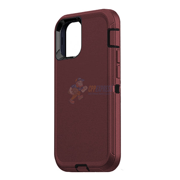 iPhone 12 Mini Shockproof Defender Case Cover - Burgundy Red | Heavy Duty Protection for Drops & Bumps | Perfect for Outdoor Activities, Travel & Daily Use