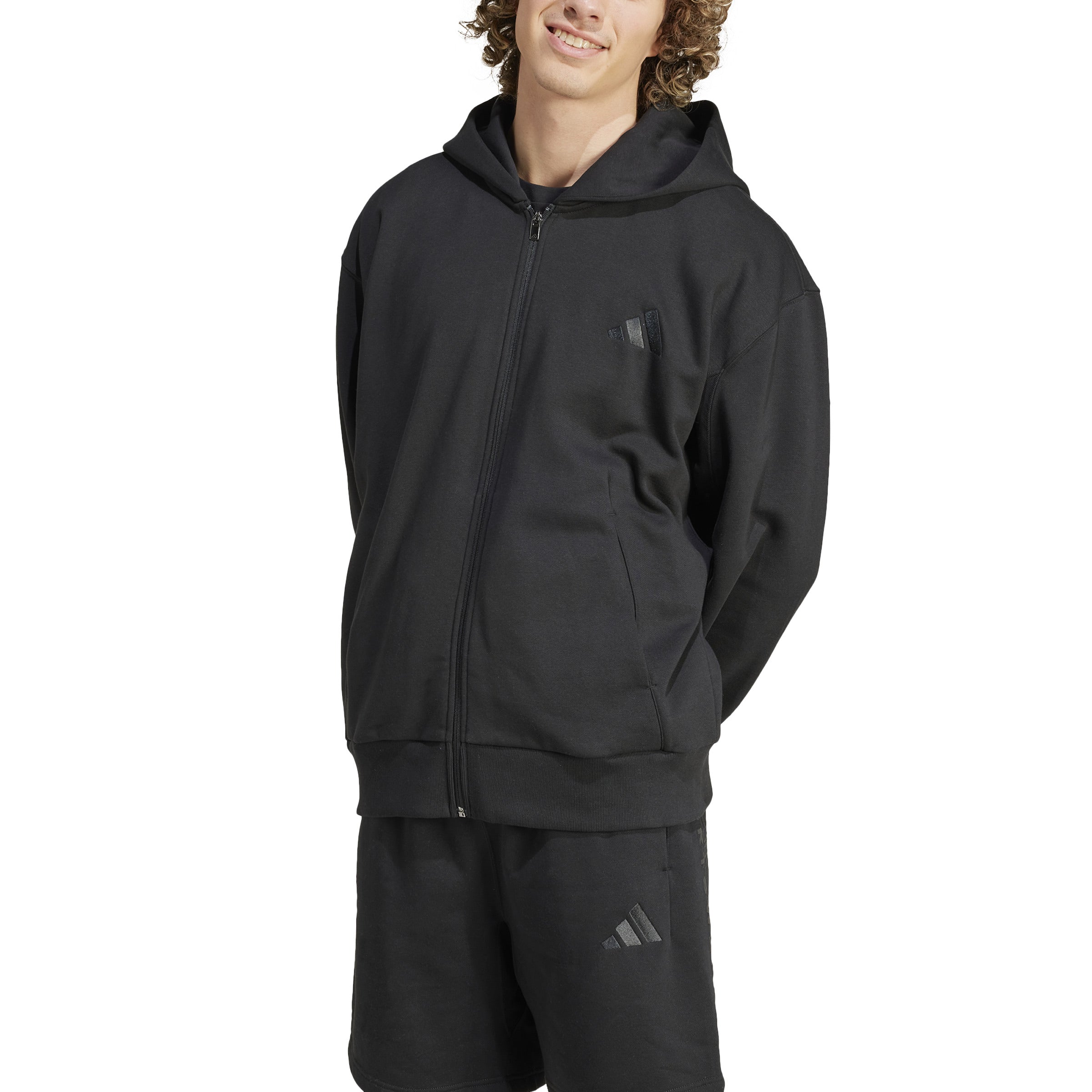 Adidas ALL SZN Fleece Full Zip Hoodie for Men - Lightweight, Comfortable & Stylish Pullover Jacket for Running, Gym, Casual Wear & Outdoor Activities