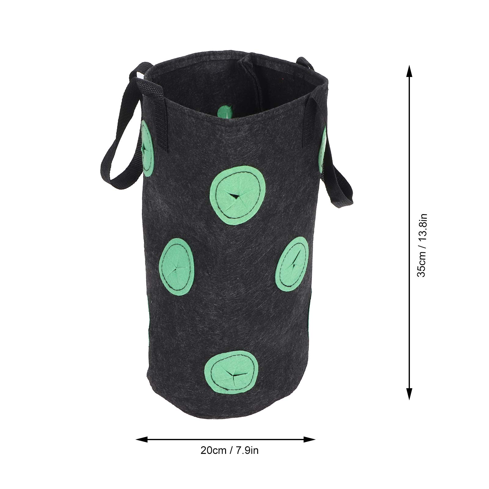 Zerodis 12 Holes Strawberry Planter Bag with Handles - Portable Breathable Felt Growing Pots for Garden, Balcony & Courtyard - Perfect for Growing Strawberries, Herbs & Flowers (Black)