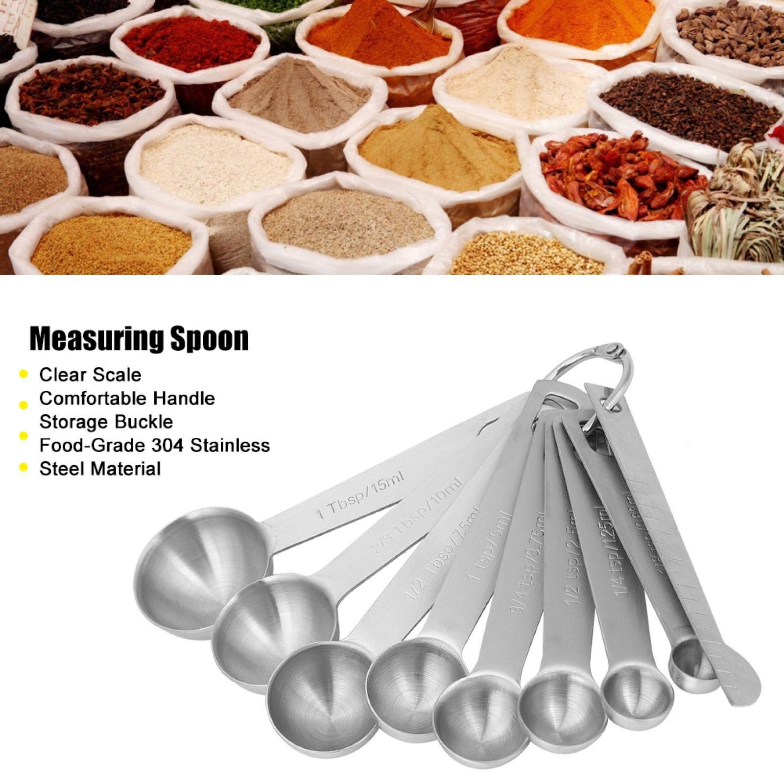 Premium 304 Stainless Steel Measuring Spoons Set - 6-Piece Accurate Kitchen Measuring Tools for Baking, Cooking & Coffee - Dishwasher Safe & Rustproof for Home & Professional Use