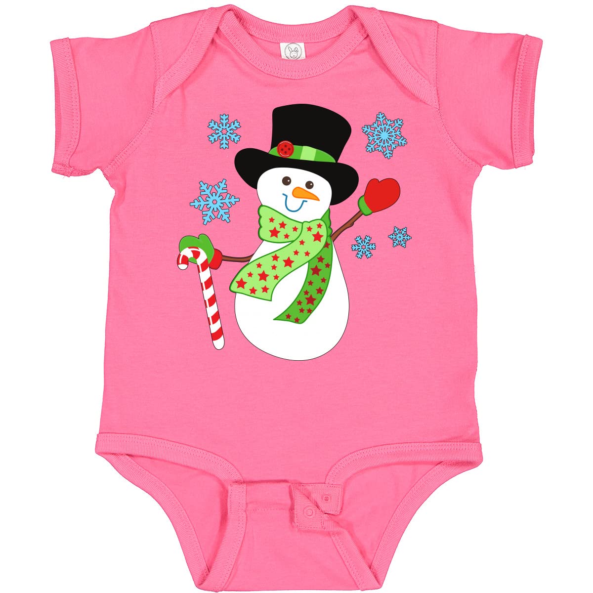Inktastic Christmas Snowman in Top Hat with Candy Cane Baby Bodysuit - Cute Holiday Outfit for Infants & Toddlers - Perfect for Christmas Photos, Family Gatherings & Festive Celebrations