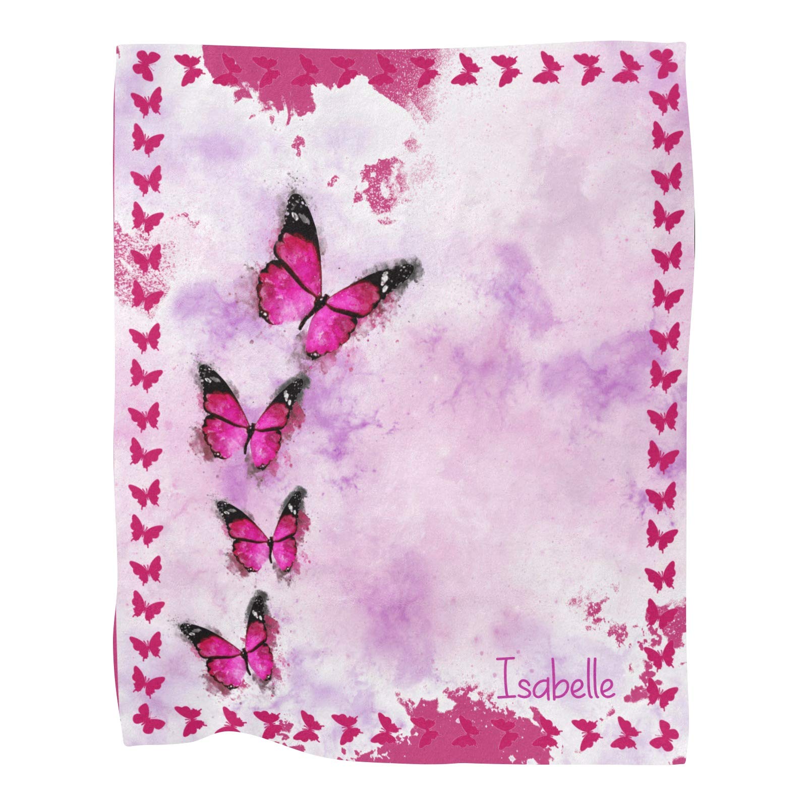 Personalized Pink Butterfly Baby Blanket - Custom Name Fleece Blanket for Boys & Girls - Super Soft 30x40 Inch Nursery Blanket - Perfect for Baby Showers, Birthdays & Nursery Decor