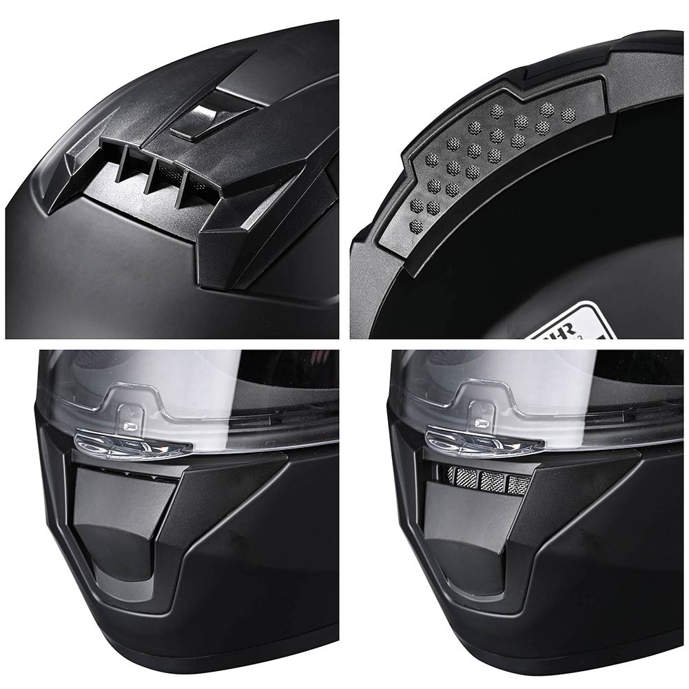 TheLAShop Bluetooth Motorcycle Helmet - DOT Certified Full Face Helmet with Wireless Headset, Matte Black Finish for Safe Riding & Hands-Free Communication - Perfect for Commuting, Touring & Long Distance Motorcycle Trips