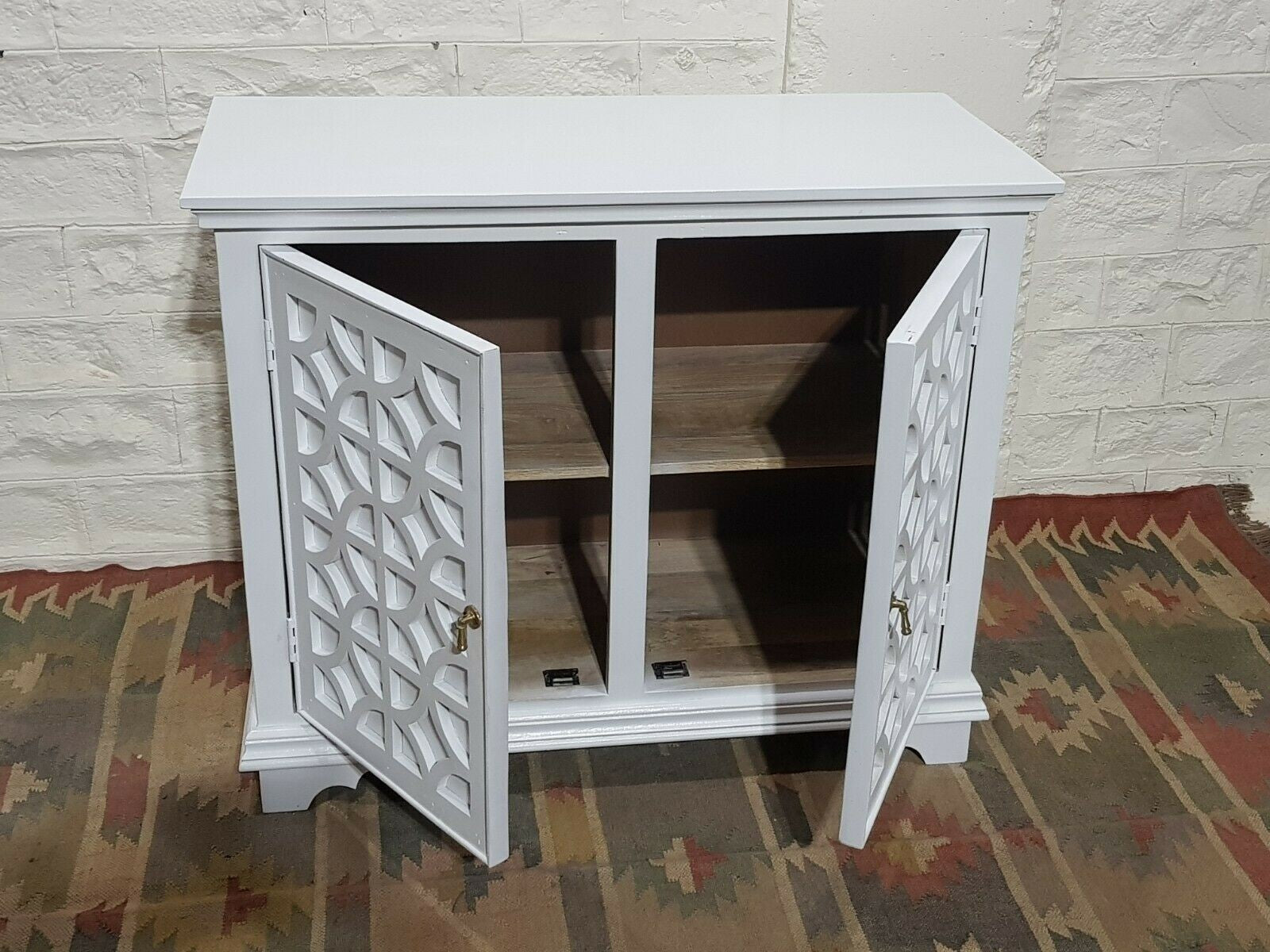 French Arched Hand Carved Solid Wood Buffet Sideboard - White | Rustic Farmhouse Dining Room Storage Cabinet for Kitchen & Living Room Decor