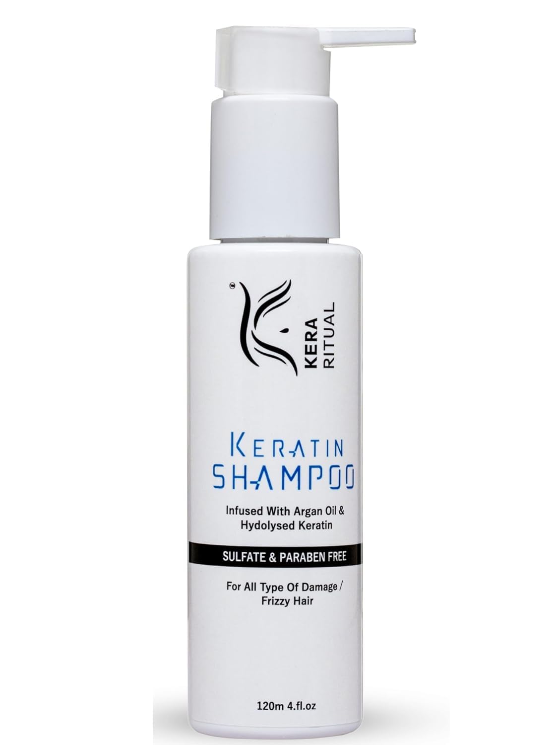 KERA RITUAL Keratin Shampoo with Argan Oil & Hydrolyzed Keratin (120ml) - Sulfate & Paraben Free - Repair & Strengthen Damaged Hair for Daily Use & Salon Results at Home