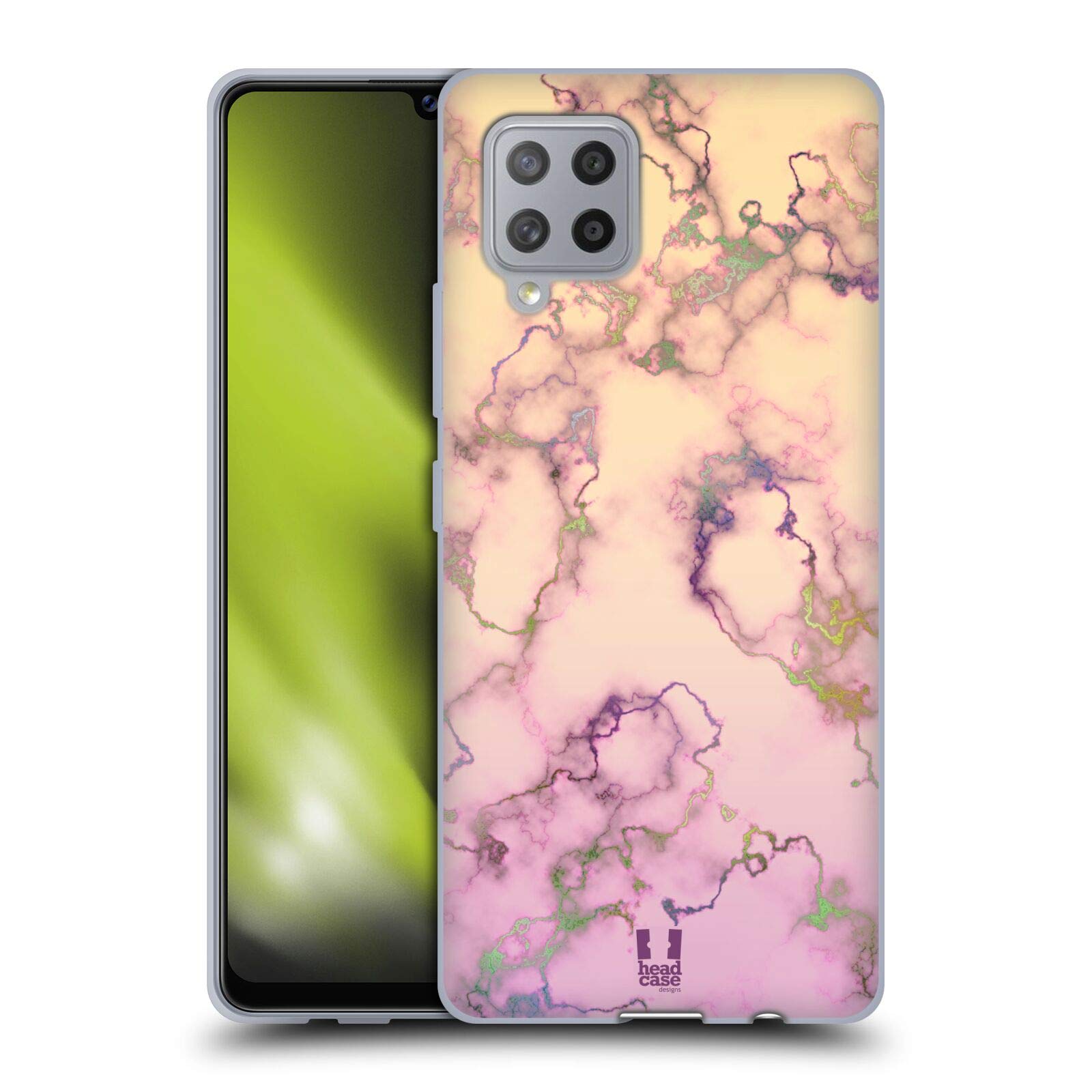 Head Case Designs Lilac and Cream Iridescent Marble Soft Gel Case for Samsung Galaxy A42 5G (2020) - Protective Phone Cover with Matching Wallpaper for Everyday Style