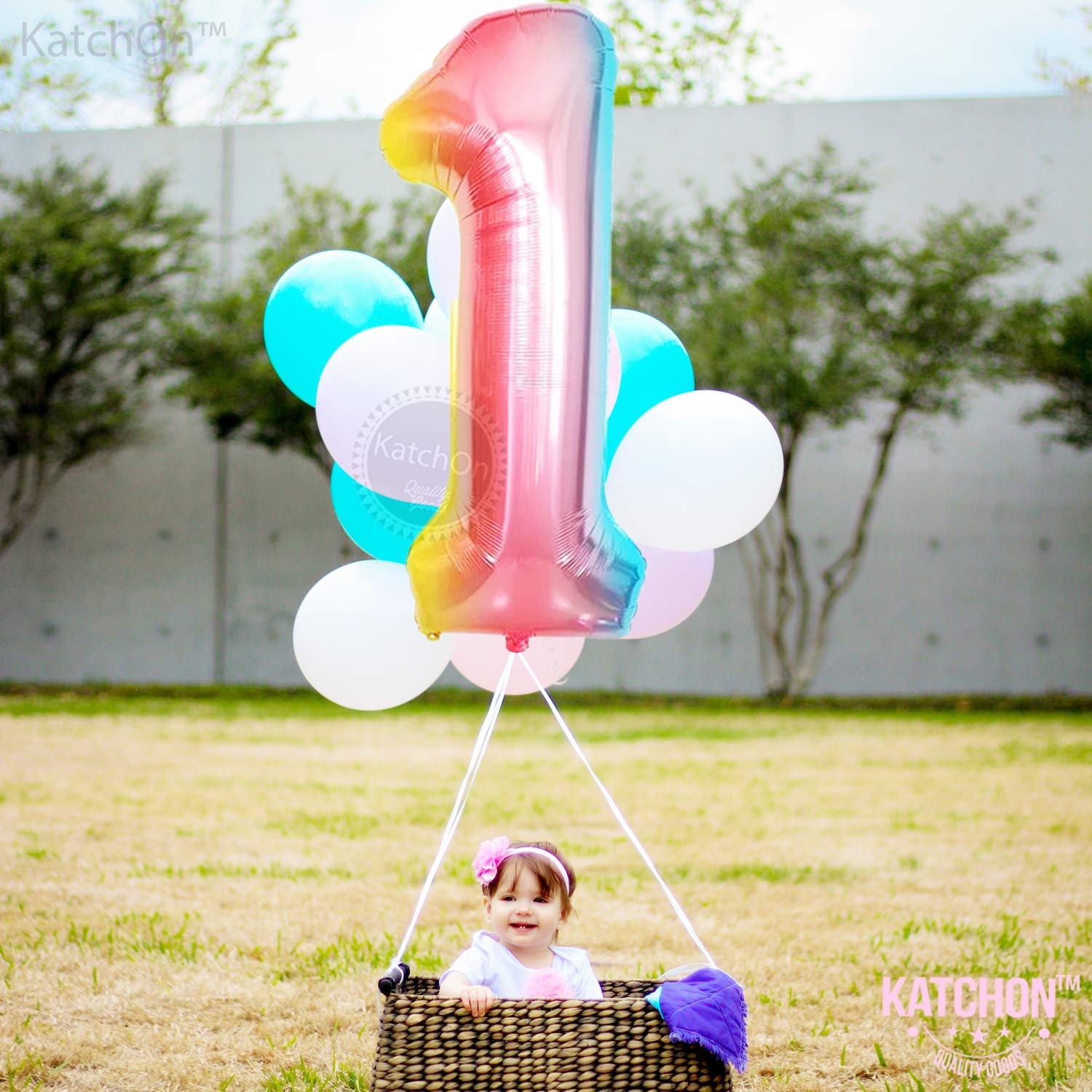 KatchOn Giant 40 Inch Rainbow Number 1 Balloon - Foil Number One Balloon for 1st Birthday Decorations | Rainbow 1 Year Old Birthday Party Supplies for Girls & Boys | Perfect for First Birthday Photos, Baby Showers & Milestone Celebrations