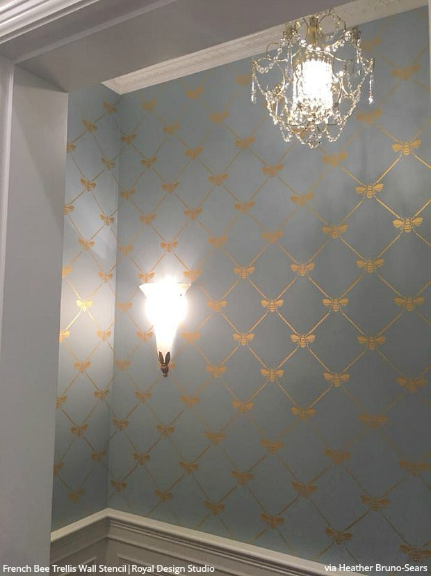 French Bee Trellis Stencil - Reusable DIY Wall Art Template for Home Decor, Garden Projects & Crafting - Perfect for Painting, Stenciling on Wood, Fabric, and Furniture