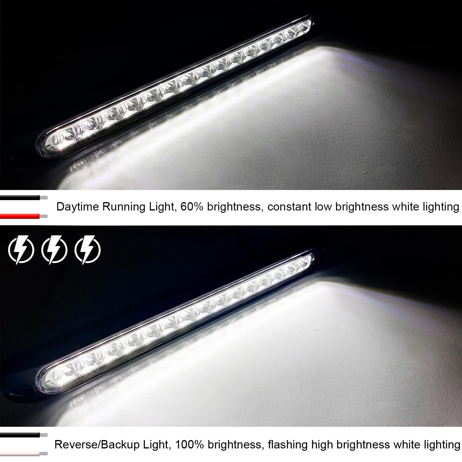 PSEQT 3.9'' White LED Rock Lights for Off-Road Trucks & Jeeps - 10Pcs Underglow Grille Fender Strip Lights + 2Pcs 10'' White Trailer Tail LED Lights - Perfect for Off-Roading, Car Shows & Night Driving