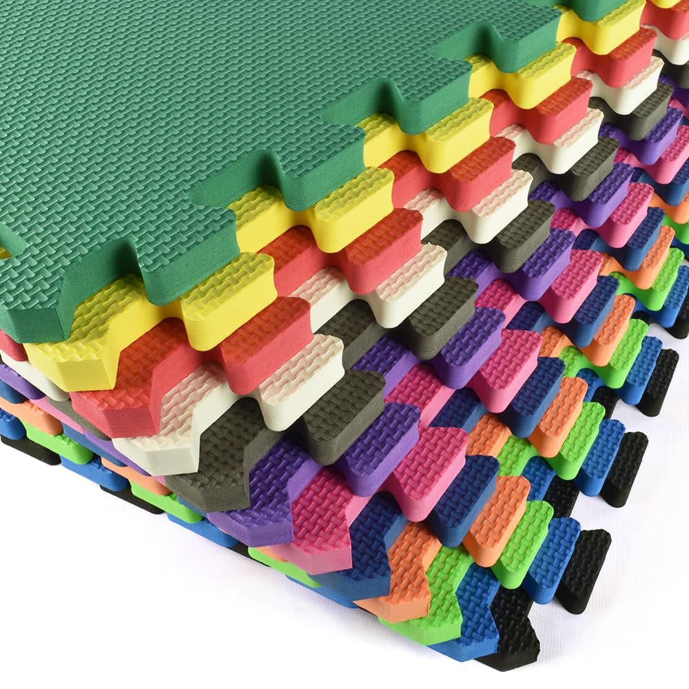 Premium 5/8 in. Thick Foam Kids & Gym Mats - 15 Pack (2x2 Ft, Purple) - Non-Slip Floor Tiles for Playrooms, Home Gyms, Daycares & Exercise Areas
