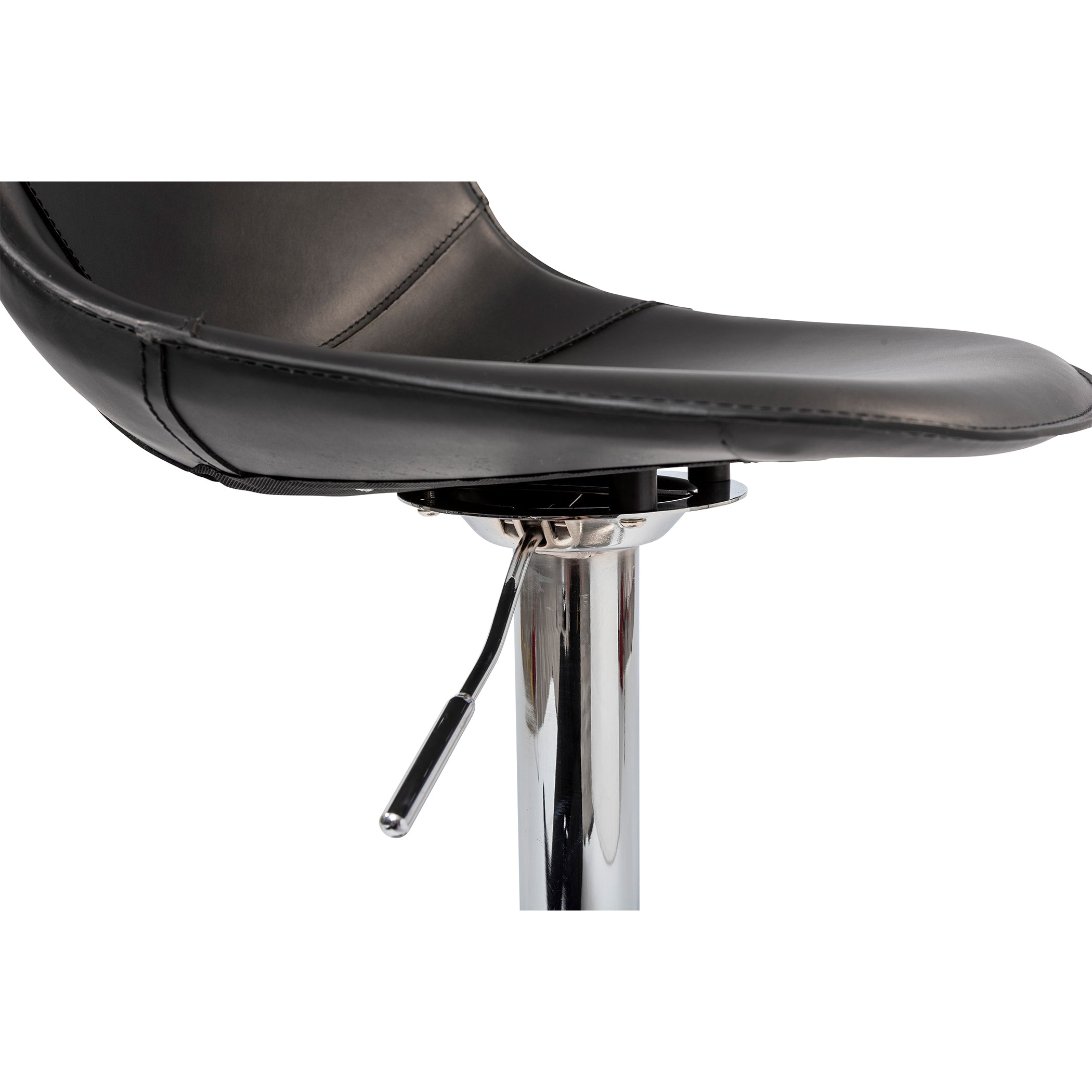 Rudy Adjustable Swivel Bar Stool - Black Leather Seat with Brushed Stainless Steel Base - Perfect for Kitchen Islands, Home Bars & Counter Height Dining
