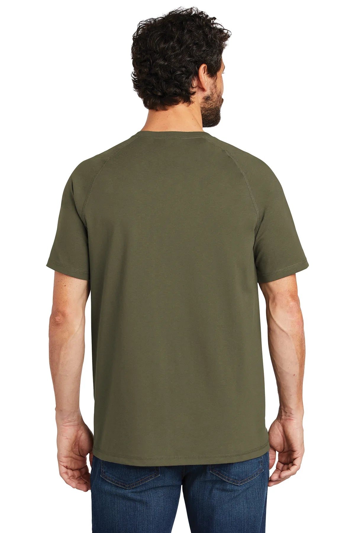 Carhartt Force Cotton Delmont Custom T-Shirts for Men - Durable Workwear & Casual Comfort in Moss Green - Perfect for Construction, Outdoor Activities & Everyday Wear