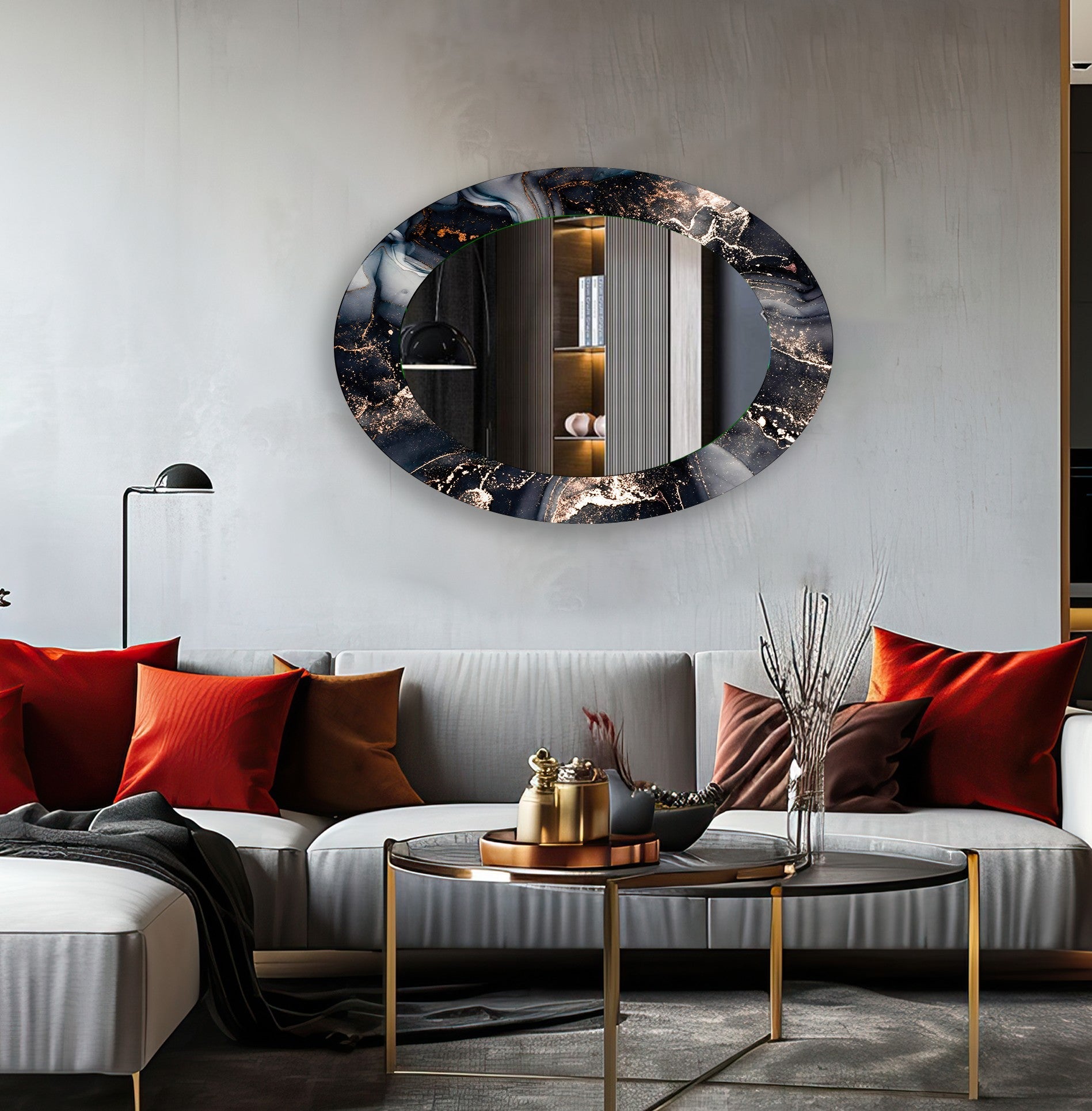 Stylish Black Oval Wall Mirror for Entryway - Elegant Home Decor for Hallway, Living Room & Bedroom