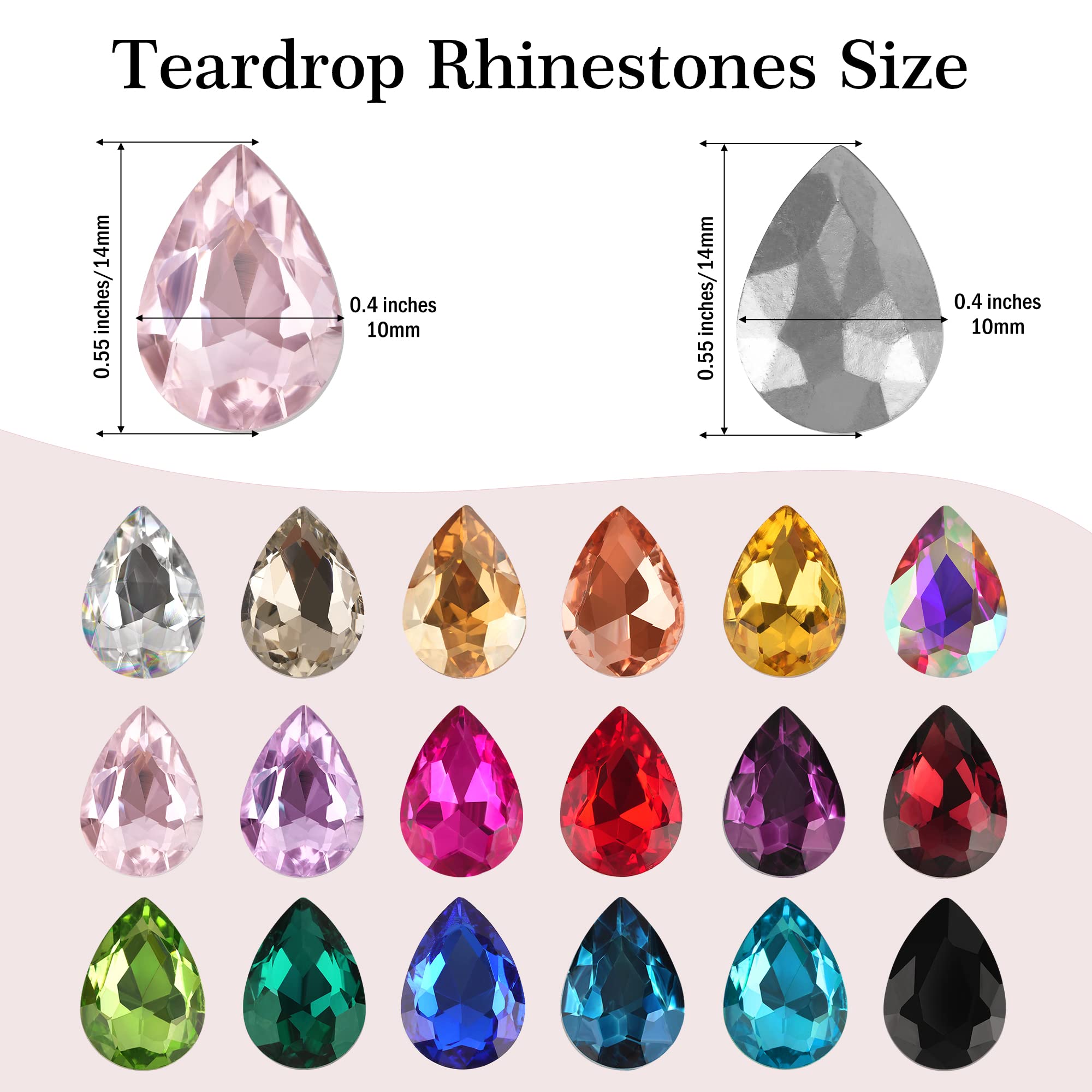 50Pcs DIY Teardrop Crystal AB Resin Rhinestones - Faceted Glass Pointback Beads for Jewelry Making, Crafting, Scrapbooking & Nail Art - Perfect for Earrings, Necklaces, Bracelets & Home Decor