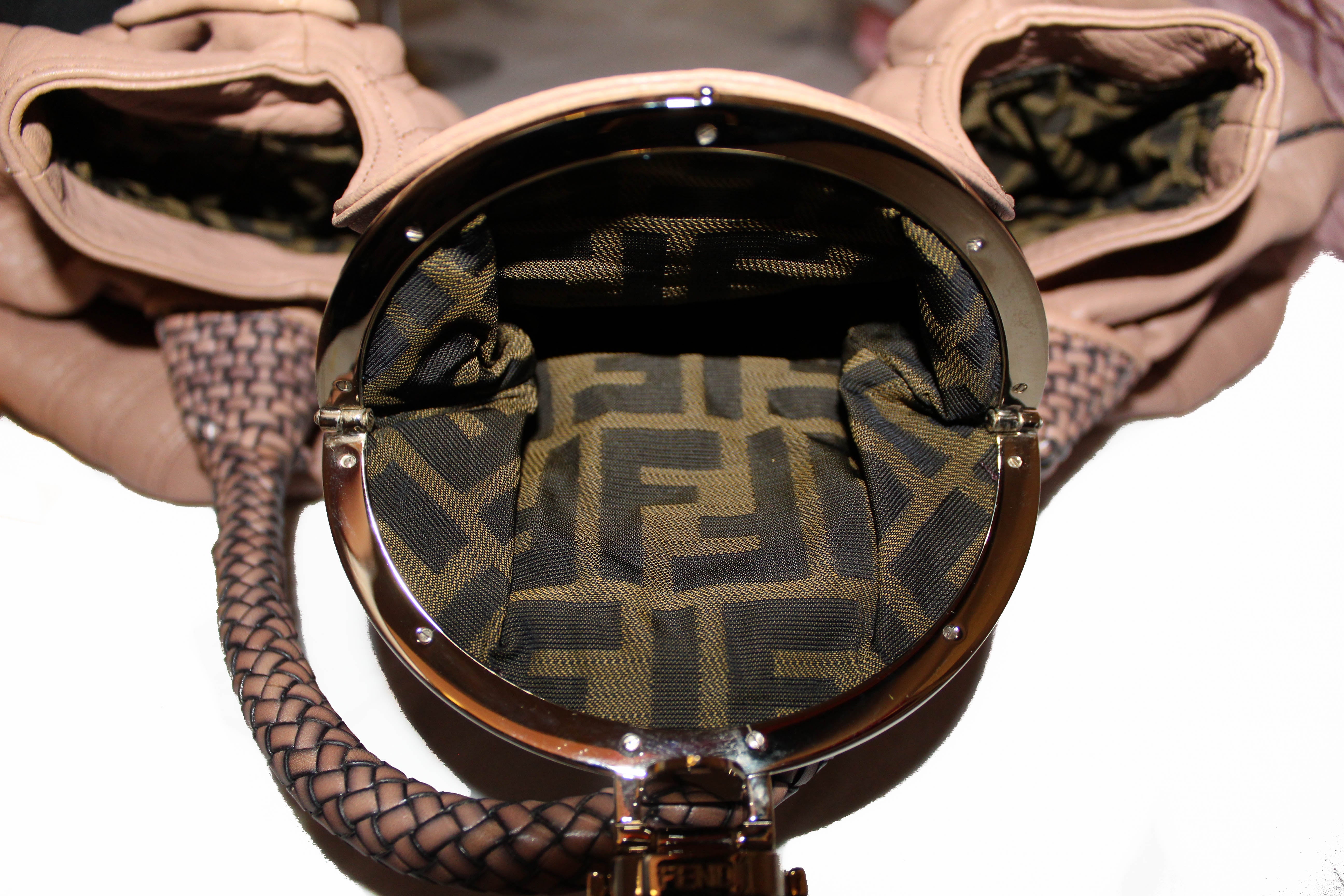 Authentic Fendi Beige Nappa Leather Borsa Spy Shoulder Bag for Women | Luxury Designer Handbag | Perfect for Work, Travel & Evening Events
