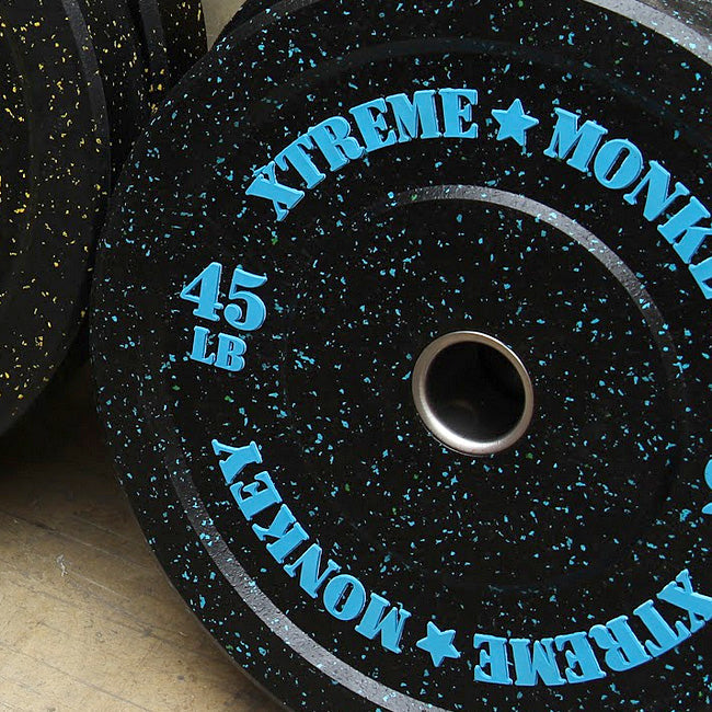 Premium XM Fitness Crumb Rubber Bumper Plates - Olympic Weight Plates for CrossFit, Powerlifting & Home Gym Workouts - Durable, Noiseless & Shock-Absorbing Rubber Weights for Deadlifts, Squats & Functional Training