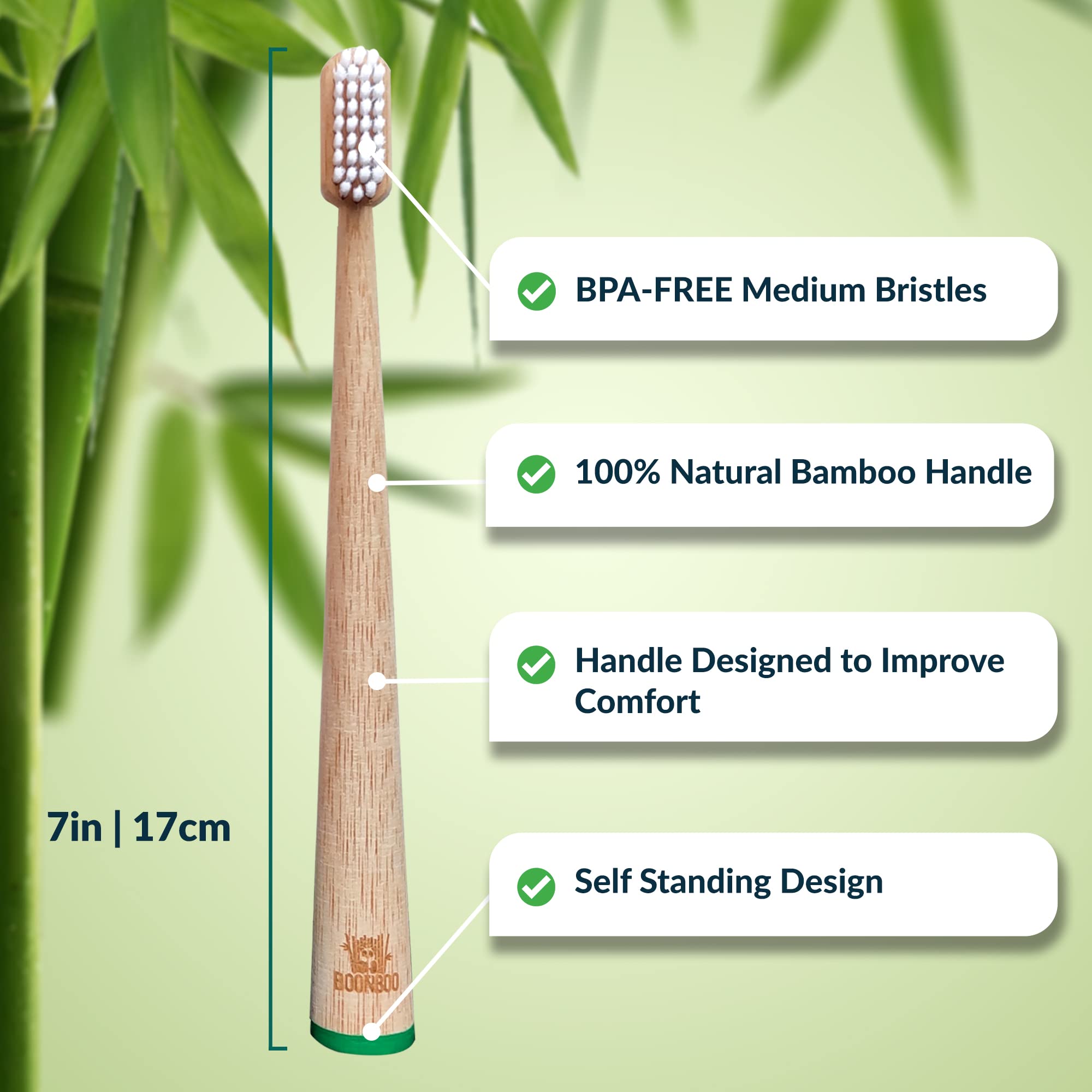 Eco-Friendly Bamboo Toothbrushes with Wooden Handle - Biodegradable & Sustainable, Pack of 4 for Adults | Perfect for Travel, Home & Zero-Waste Lifestyle
