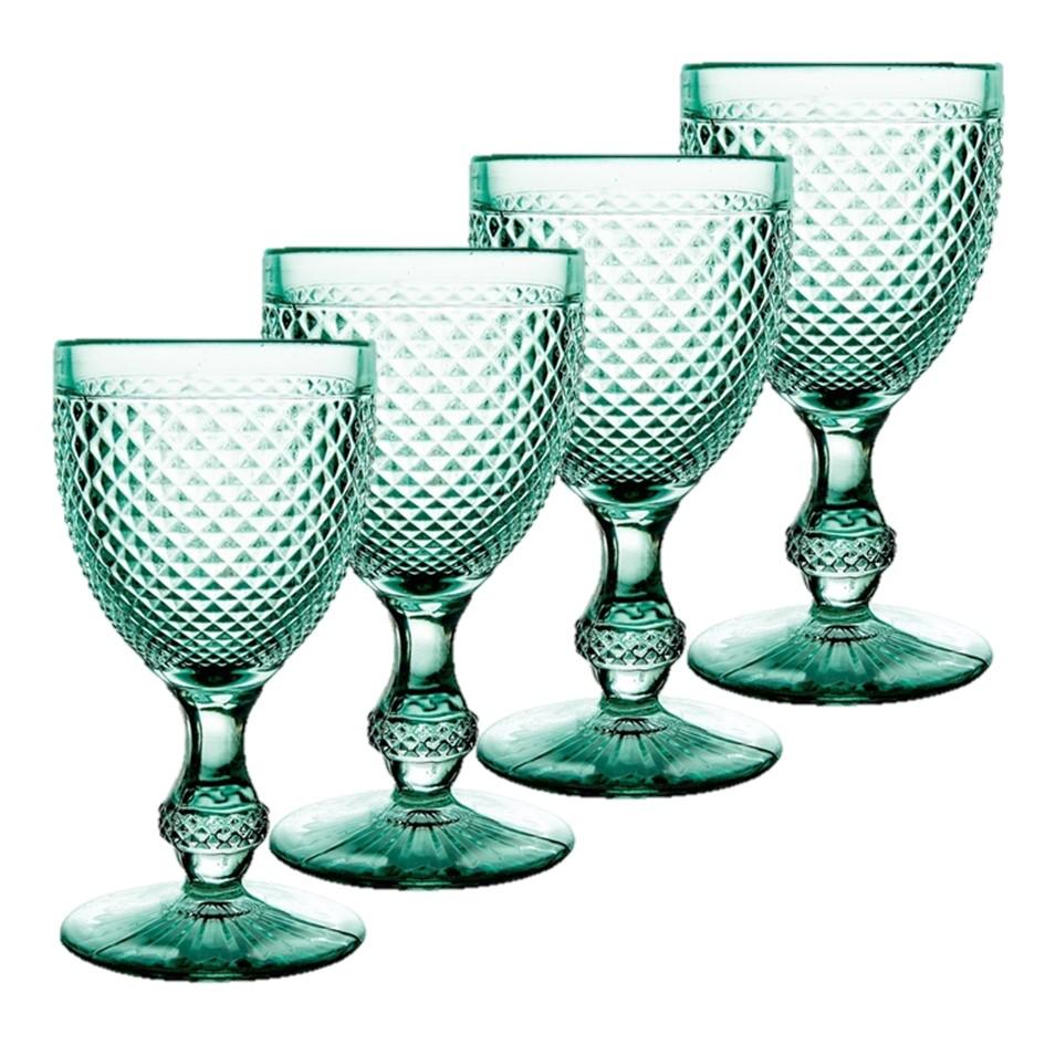 Elegant Set of 4 Mint Green Water Goblets - Perfect for Weddings, Parties & Fine Dining Tableware
