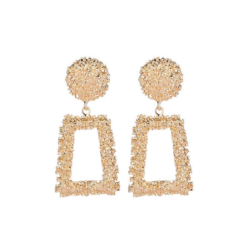 YOMXL Exaggerated Trapezoidal Dangle Earrings for Women - Unique Embossed Drop Earrings, Fashion Jewelry Accessories for Casual & Party Wear