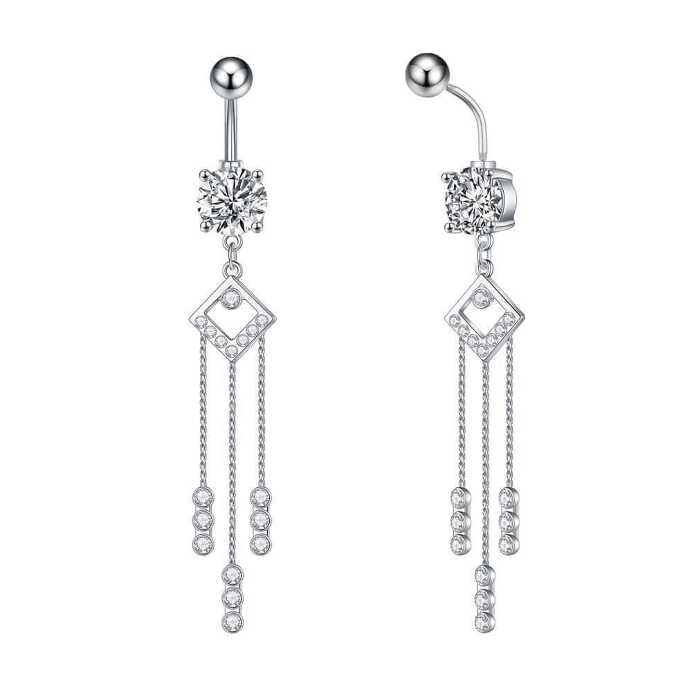 Sparkling Tassel Belly Button Rings | WH2574 - Stylish Body Jewelry for Parties, Beach & Festival Outfits