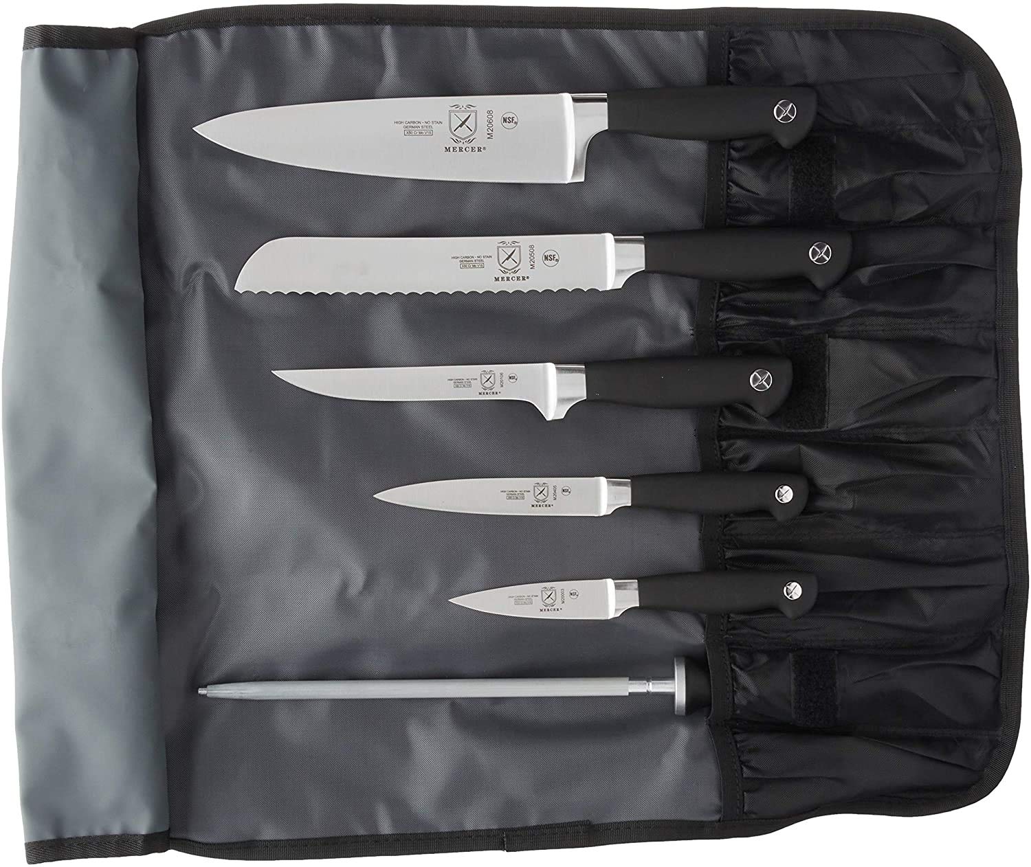 Mercer Culinary Genesis 7-Piece Forged Knife Set - Professional Chef Knives for Cooking, Slicing & Dicing - Perfect for Home Kitchens & Culinary Schools