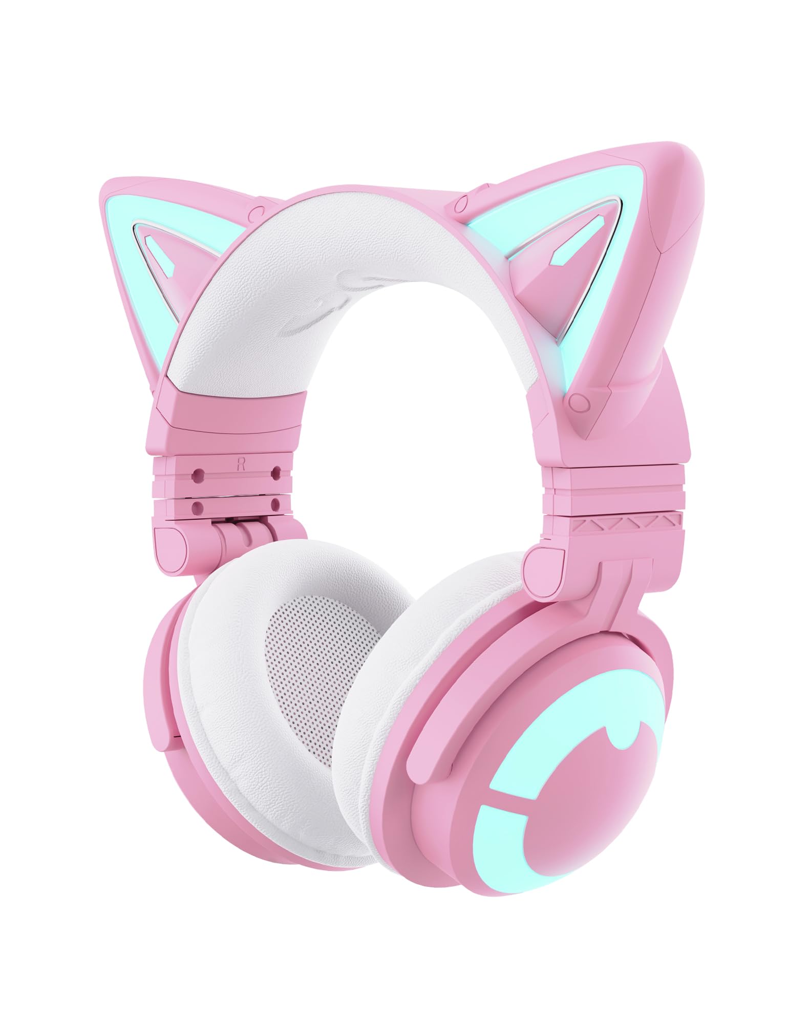 YOWU Cat Ear Headphones CE - Pink Wireless & Wired Gaming Headset with Seamless SoundMage Acoustic System, Built-in Mic & RGB Lights for PC, PS5, Switch - Perfect for Gaming, Streaming & Cosplay