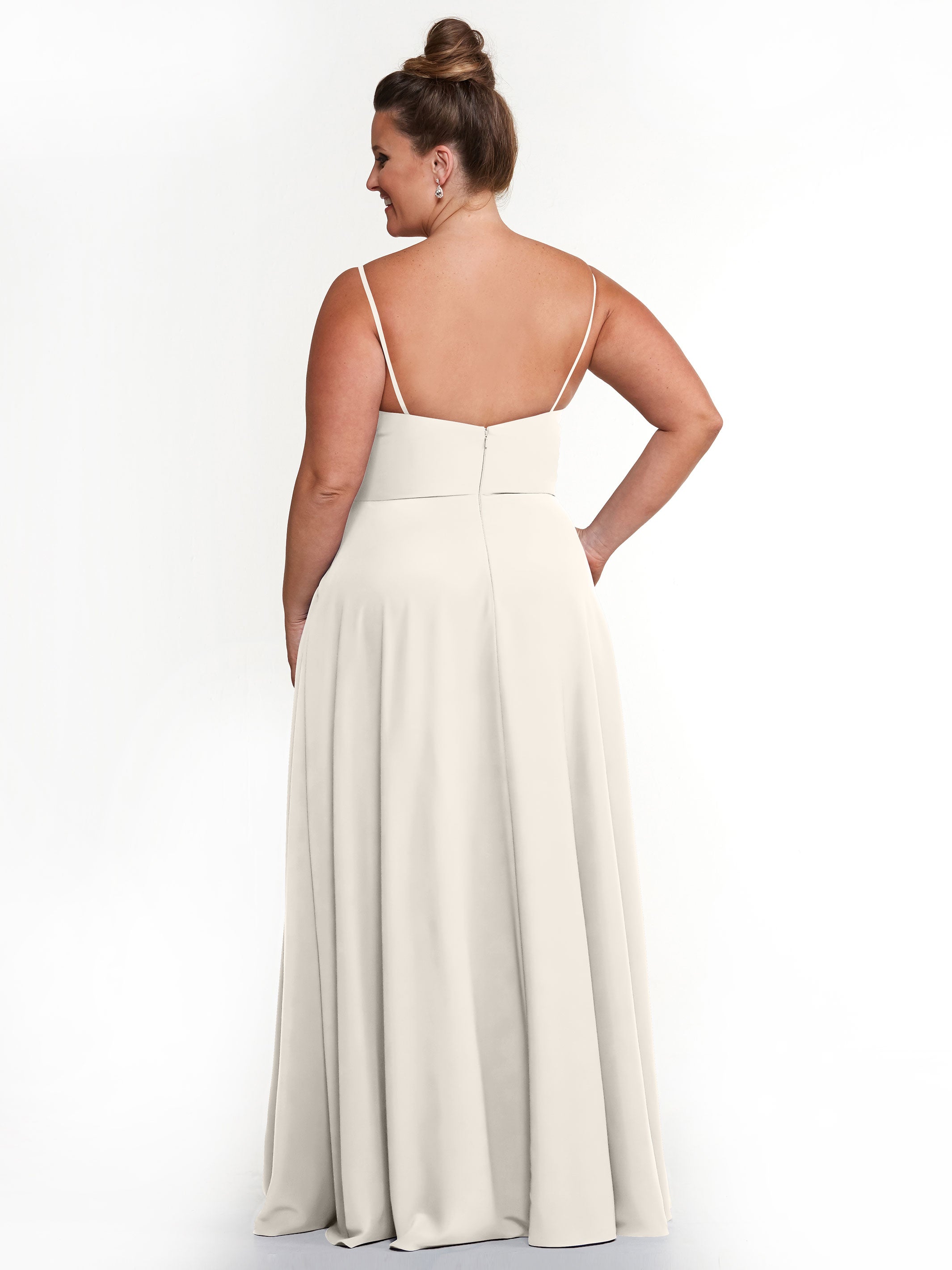 Elegant 83012 Flowy Stretch Chiffon A-Line Bridesmaid Dress with V-Neckline - Perfect for Weddings, Formal Events & Special Occasions