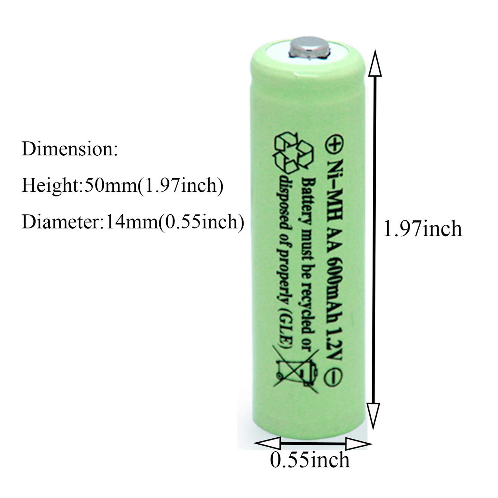 600mAh 1.2V NiMH Rechargeable AA Batteries - 20 Pack for Solar Lights, Garden Lights, Outdoor Lighting - Eco-Friendly Power Solution for Solar Lamps, Landscape Lighting & Decorative Solar Yard Lights