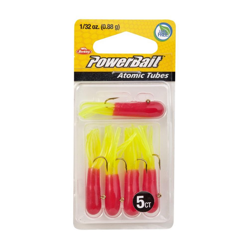 Berkley PowerBait Pre Rigged Atomic Tubes Fishing Lures - 5 Pack for Bass, Trout & Panfish - Perfect for Freshwater & Saltwater Fishing