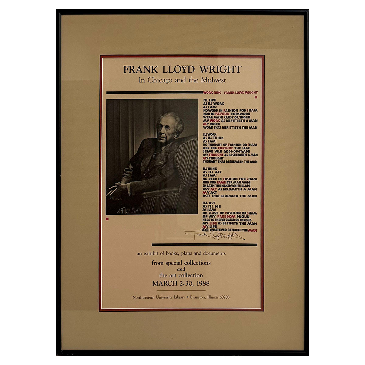 Frank Lloyd Wright Northwestern University Exhibition Poster - Vintage Art Print for Home & Office Decor - Perfect for Modern Living Rooms, Offices & Gifts