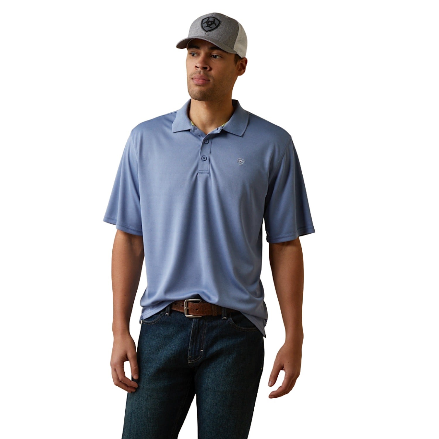 Ariat Men's TEK Short Sleeve Polo Shirt - Stone Wash - Moisture Wicking & Breathable for Work, Outdoor & Casual Wear