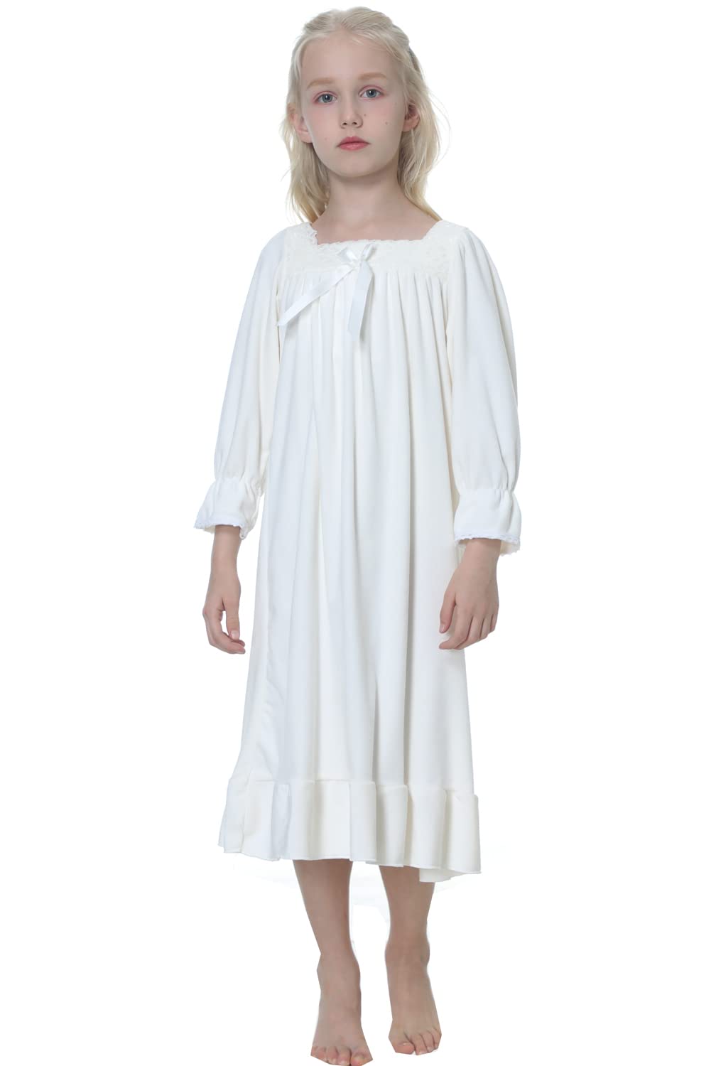 Princess Nightgown for Girls - Winter Flannel Long Sleeve Pajama Dress for Kids Ages 3-12 | Cozy Sleepwear for Bedtime & Christmas Morning